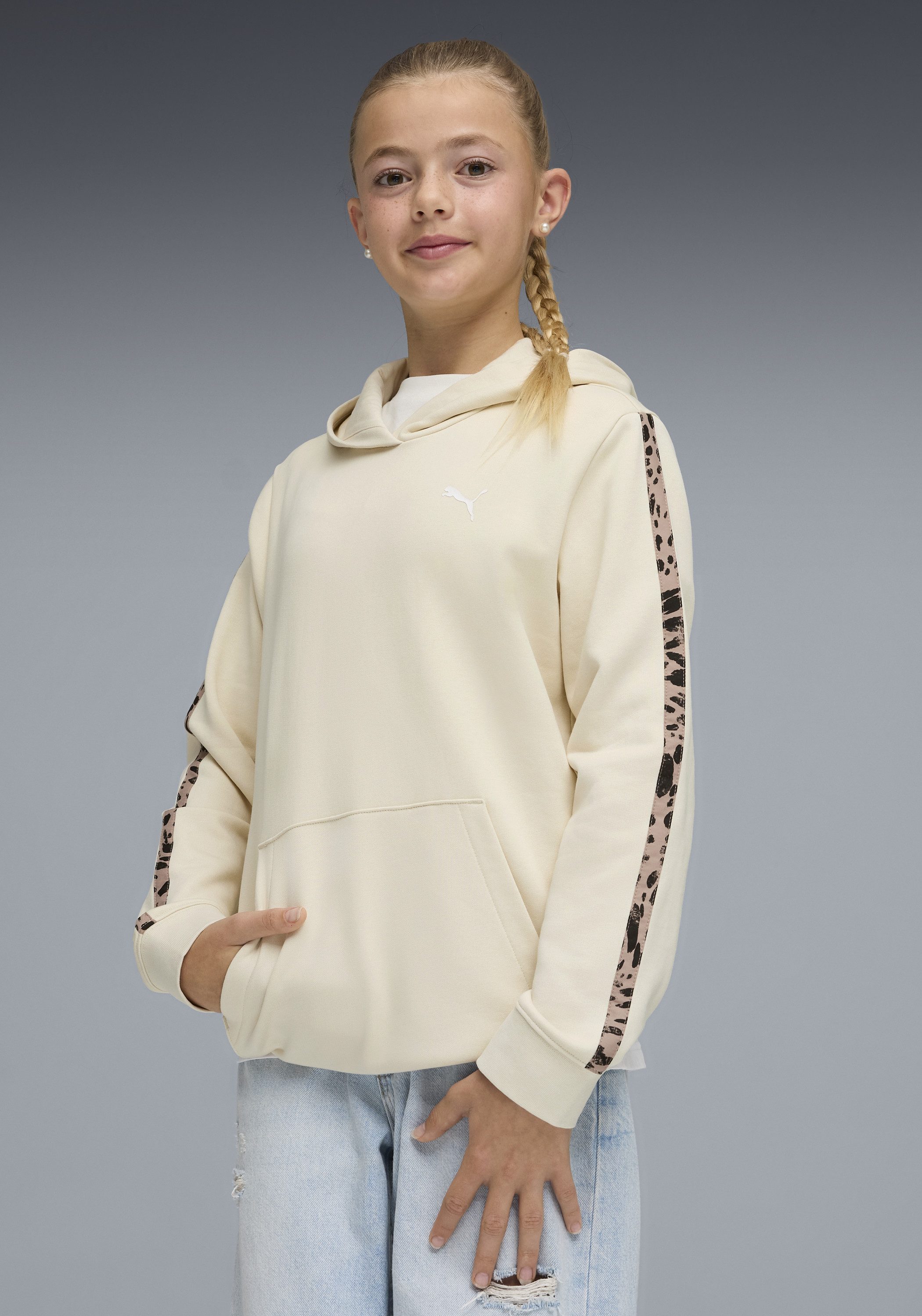 PUMA Kapuzensweatshirt ESS GRAPHIC ANIMAL HOODIE TR G für Jugendliche, sportlicher Stil, mit Kapuze, mit Kängurutasche