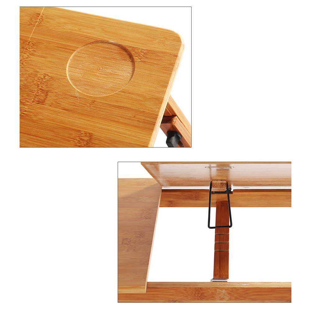 Schreibtisch Bett Höhenverstellbar fürs aus HomeMiYN Laptoptisch Bambus