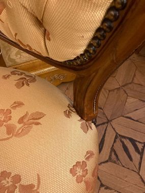 Casa Padrino Esszimmerstuhl Casa Padrino Luxus Barock Esszimmer Stuhl Gold Muster / Braun / Antik Messing - Handgefertigter Massivholz Stuhl mit Löwenfüßen - Barockstil Küchenstuhl - Esszimmer Möbel im Barockstil