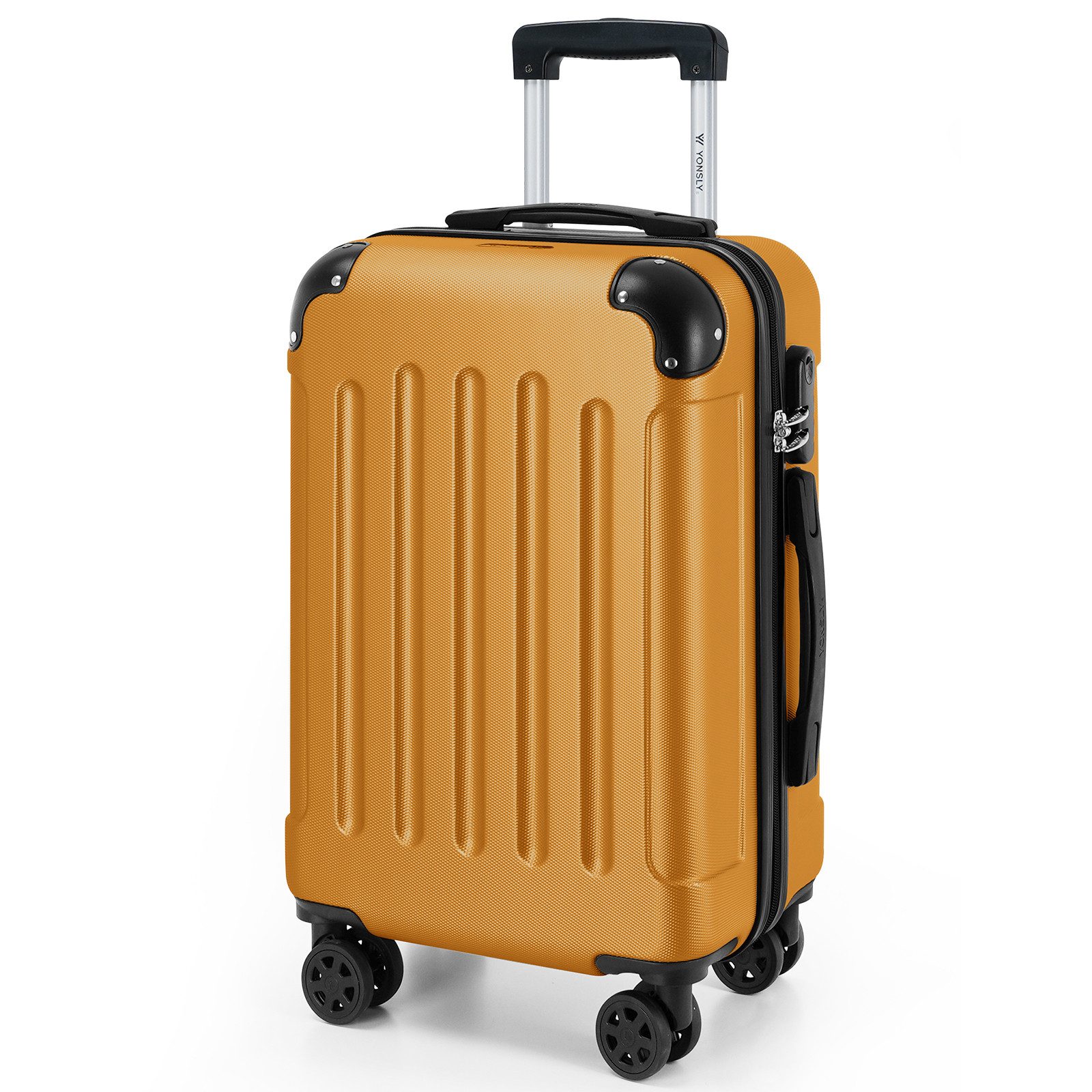 YONSLY Hartschalen-Trolley Hartschalen-Reisekoffer Trolley Rollkoffer in S/M/L/XL Größen, 4 Rollen, mit 360°-Lenkrollen, Zahlenschloss und mehrstufigem Teleskopgriff