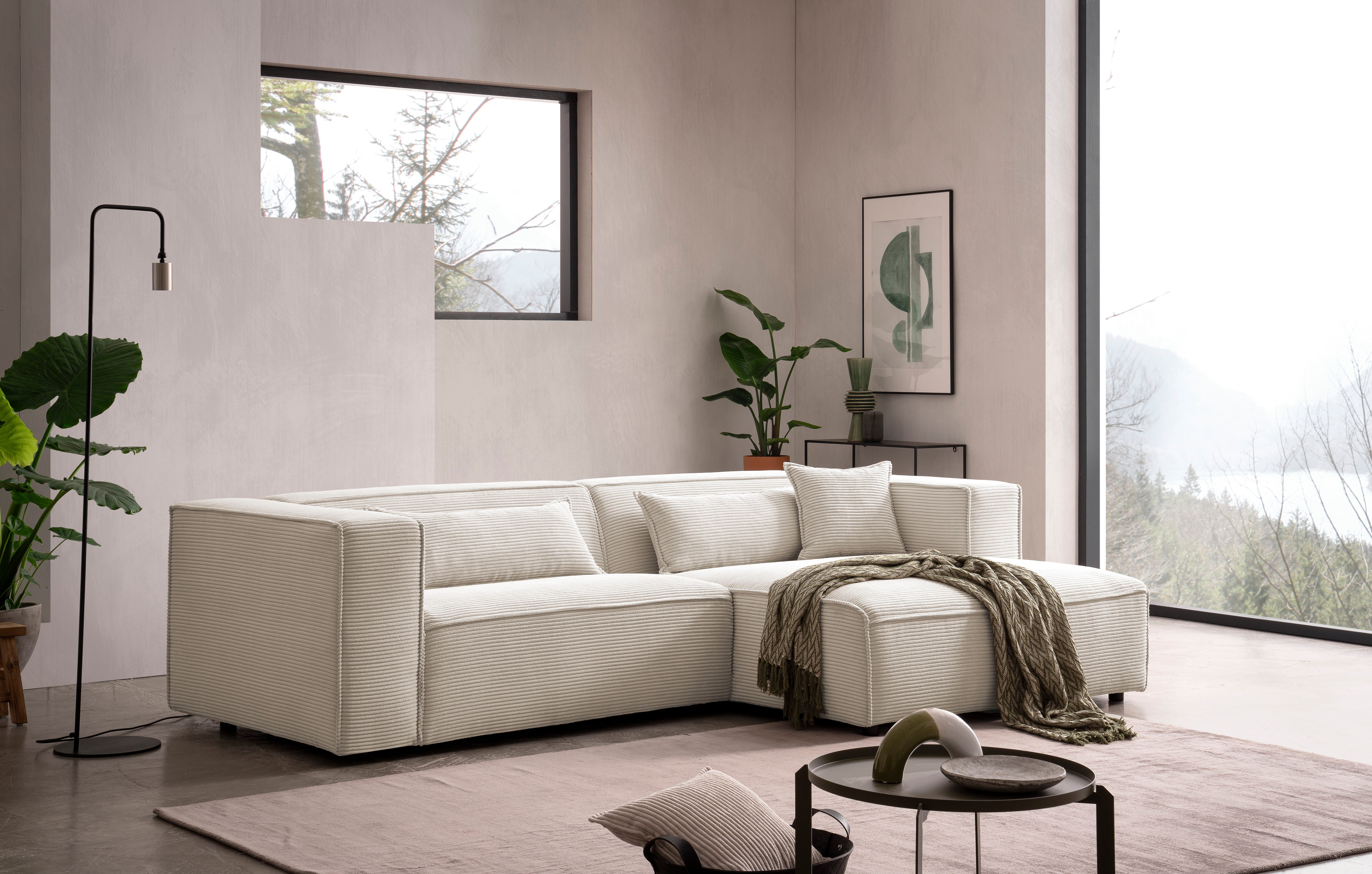 LeGer Home by Lena Gercke Ecksofa "PIARA mit Kedernaht in Cord oder Leineno günstig online kaufen