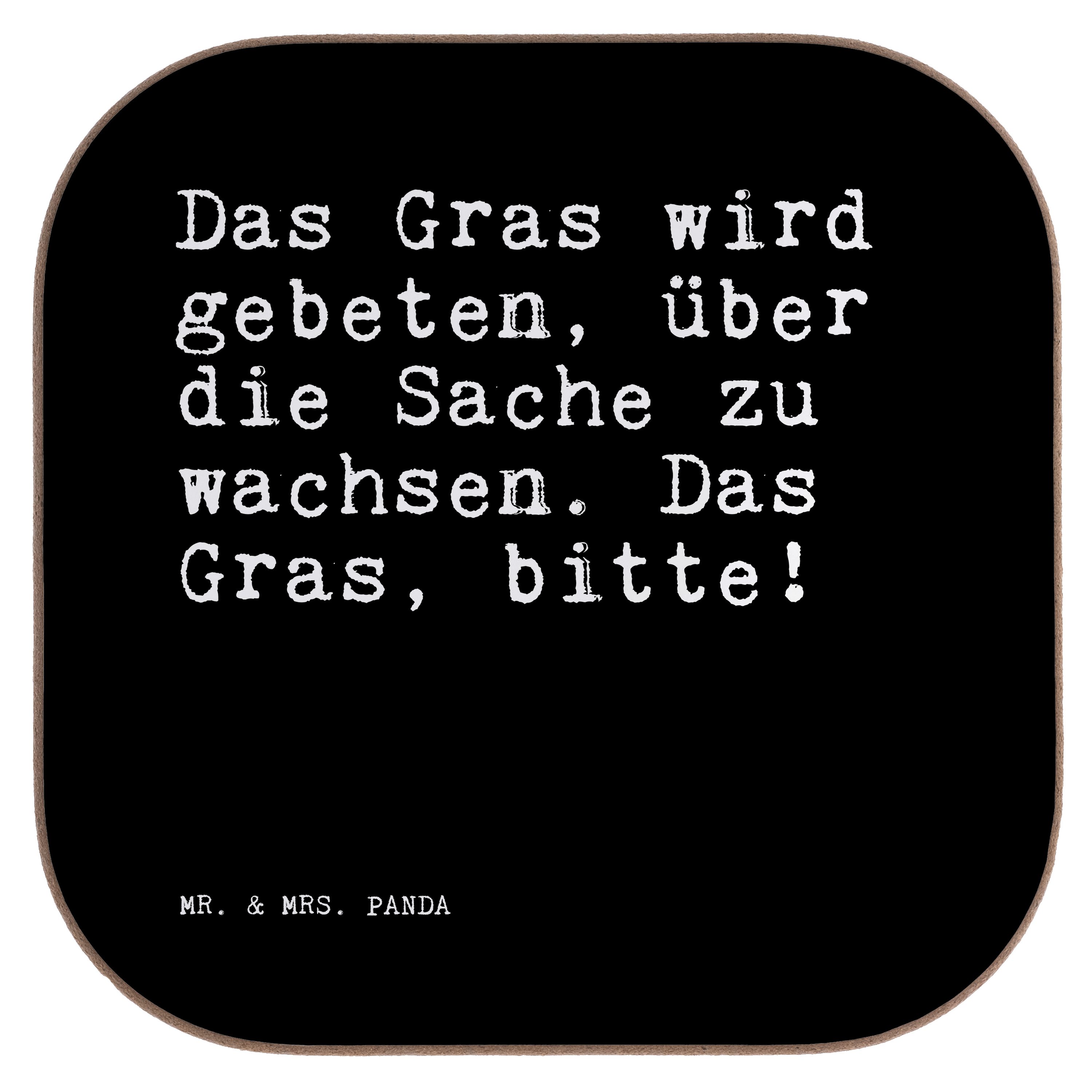 Mr. & Mrs. Panda Getränkeuntersetzer Das Gras wird gebeten,... - Schwarz - Geschenk, Freudenspender, Glasu, 1-tlg.