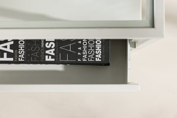 BOURGH Beistelltisch FORTALEZA Nachttisch 40x40cm - mit Glasplatte Gestell in weiß