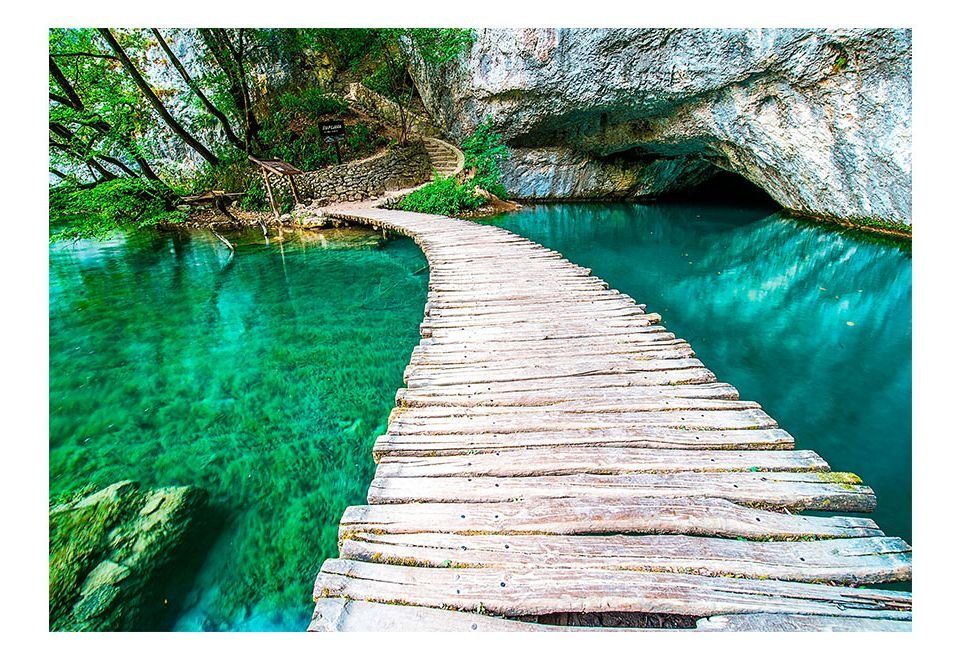 KUNSTLOFT Vliestapete Plitvice Lakes Croatia Tapete lichtbeständige halb-matt, Design m, Park, 1x0.7 National