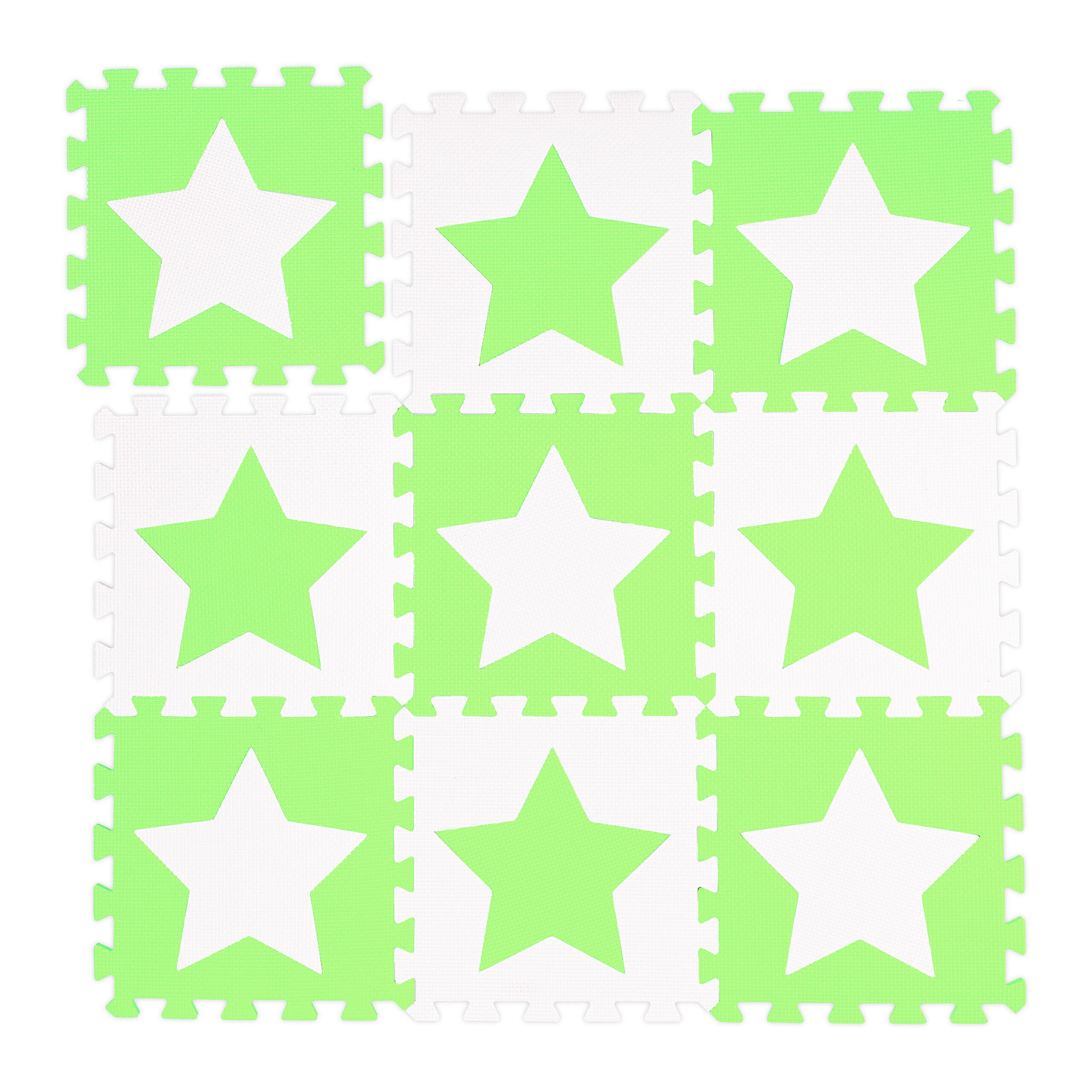 relaxdays Spielmatte Puzzlematte Sterne, Weiß-Grün günstig online kaufen