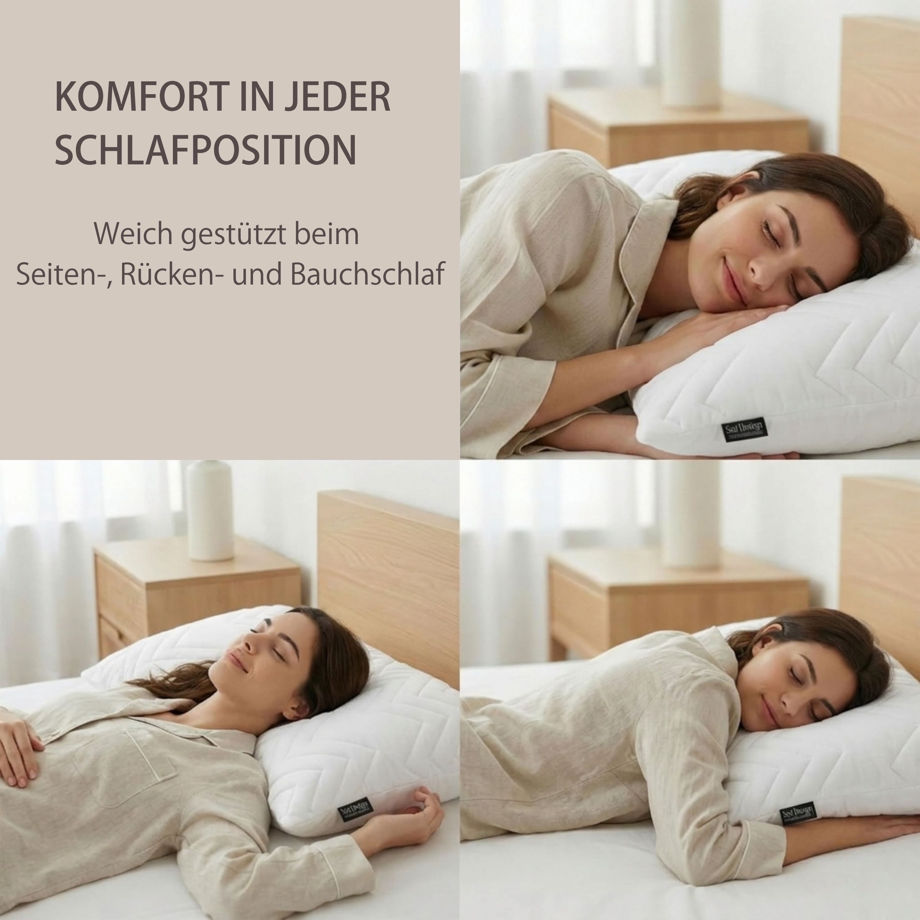 SEI Design Microfaserkissen Mikrofaser Schlafkissen Kissen gesteppt 80x80 cm, Füllung: Faserbällchen, Bezug: Microfaser, Seitenschläfer, Rückenschläfer, Bauchschläfer, Kissen, Steppkissen, gesteppt mit Reißverschluss 95°C waschbar