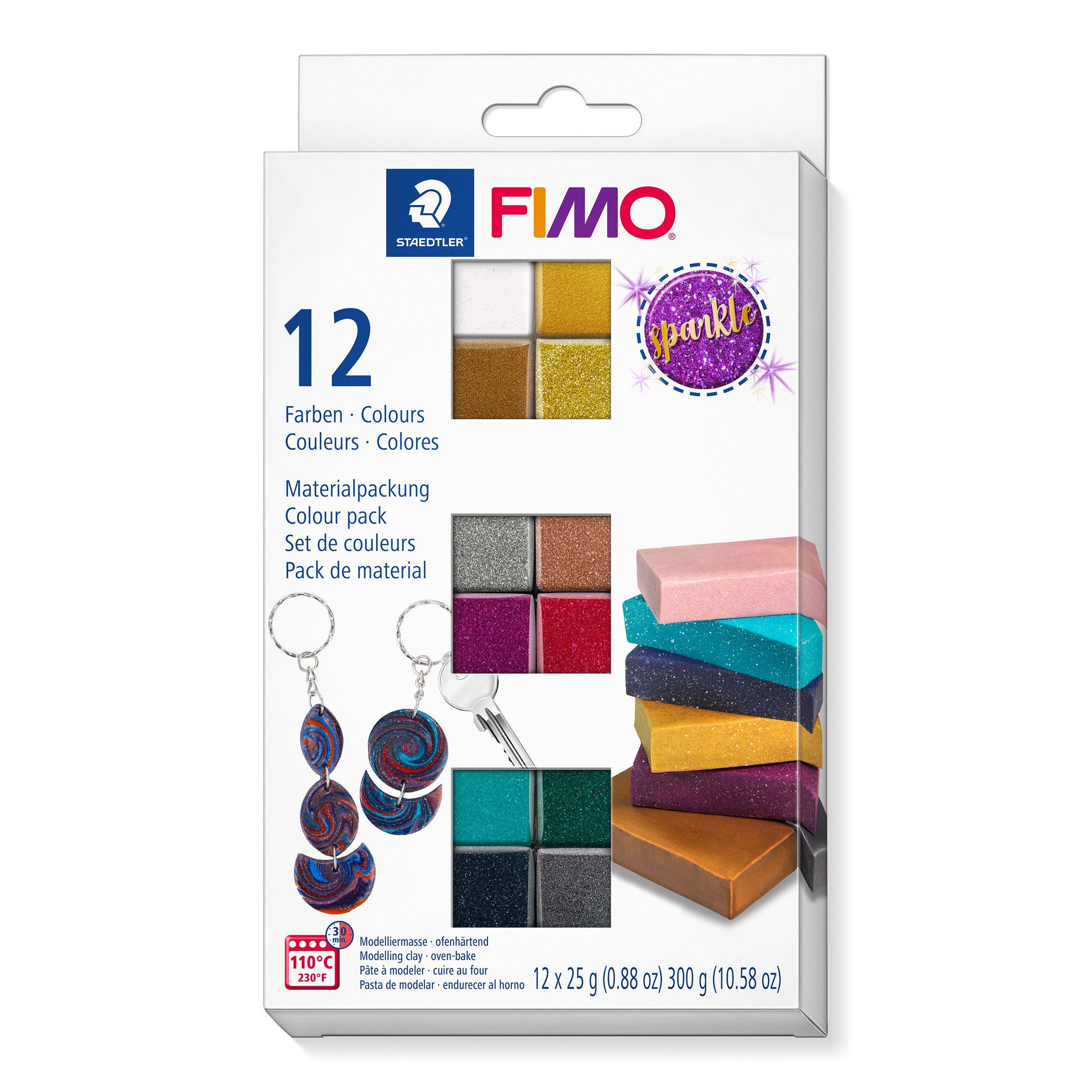 FIMO Modelliermasse soft materialpackung Effekt Sparkle, 12 x 25 g