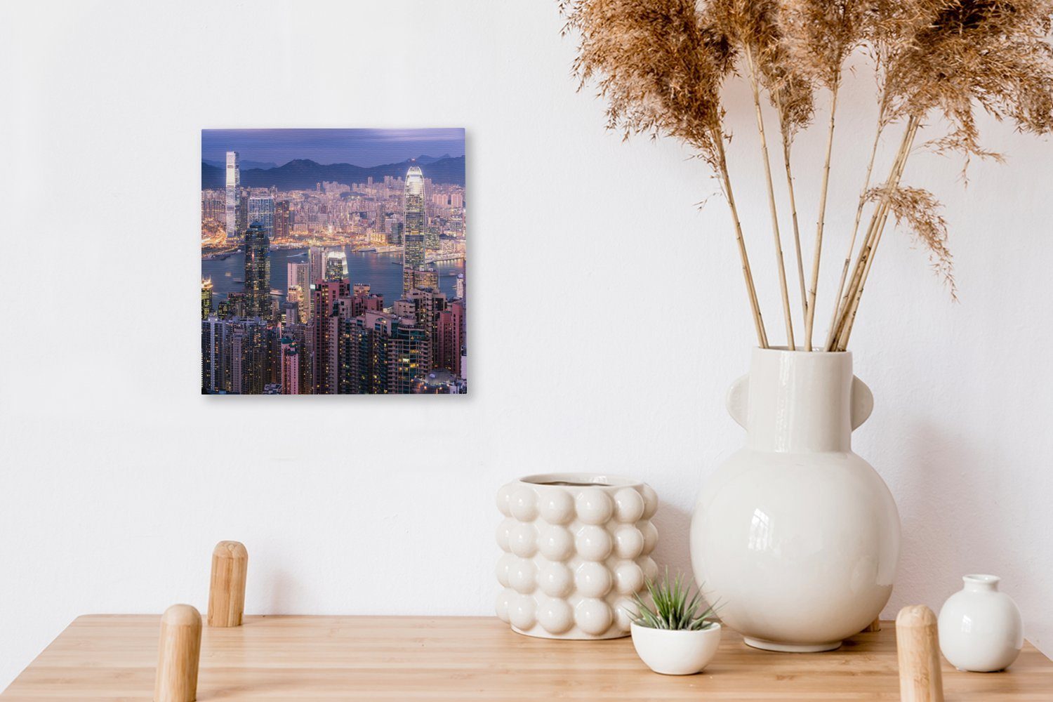 für Leinwandbild Hongkong Leinwand - OneMillionCanvasses® - Schlafzimmer Wohnung St), Bilder (1 Wohnzimmer Licht,