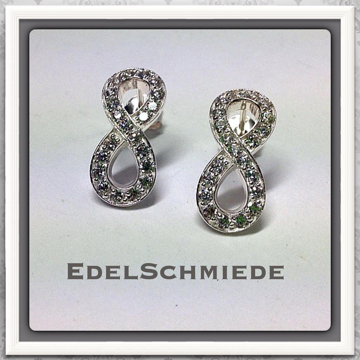 Ohrstecker-Set Edelschmiede925 Unendlichkeitsacht Ohrstecker mit Zirkonia 925