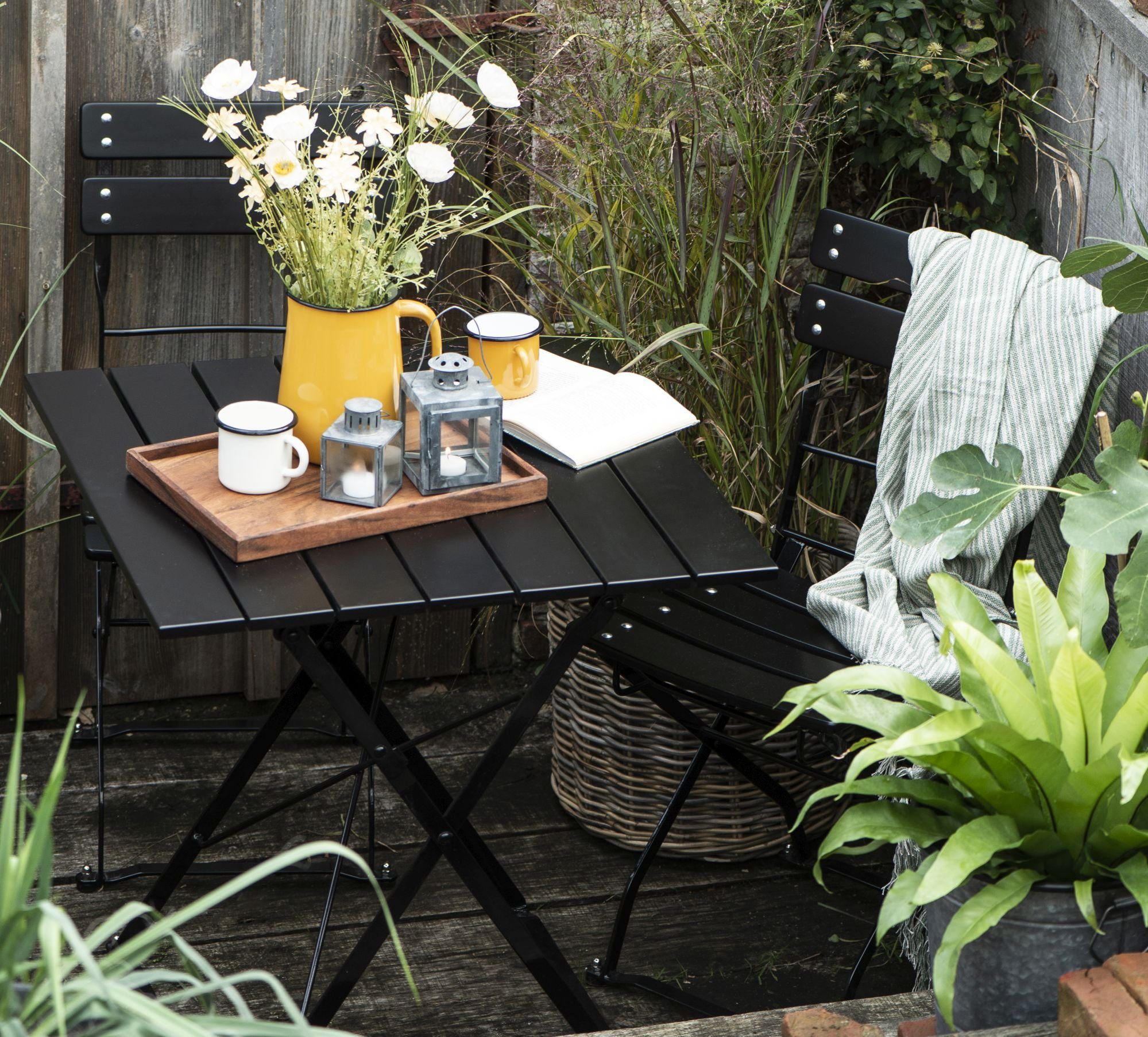 Ib Laursen Gartentisch Tisch Klapptisch Gartentisch Gartenmöbel Holz Metall Schwarz Ib