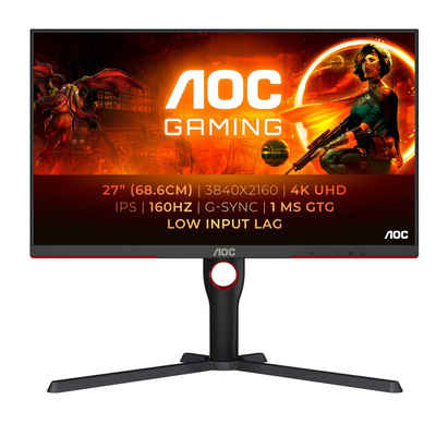 AOC Gaming U27G3X - LED - 4K - 68.6 cm (27) - HDR TFT-Monitor (3840 x 2160 px, 4K Ultra HD, 1 ms Reaktionszeit, 160 Hz, IPS, Adaptive-Sync, Kopfhörerbuchse, Pivot, Höhenverstellbar)