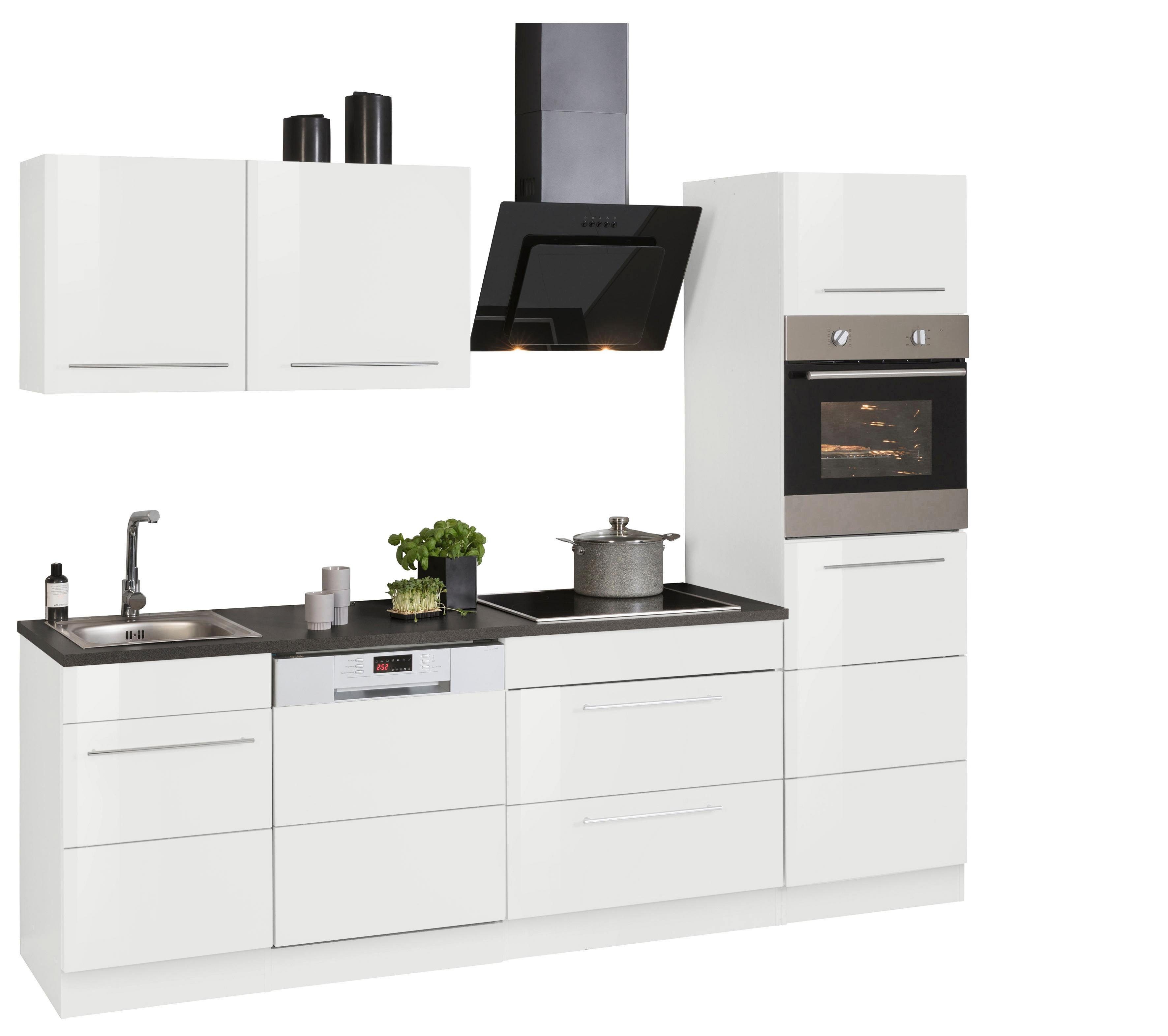 KOCHSTATION Küchenzeile KS-Trient, Breite 250 cm, wahlweise mit E-Geräten, mit Arbeitsplatte