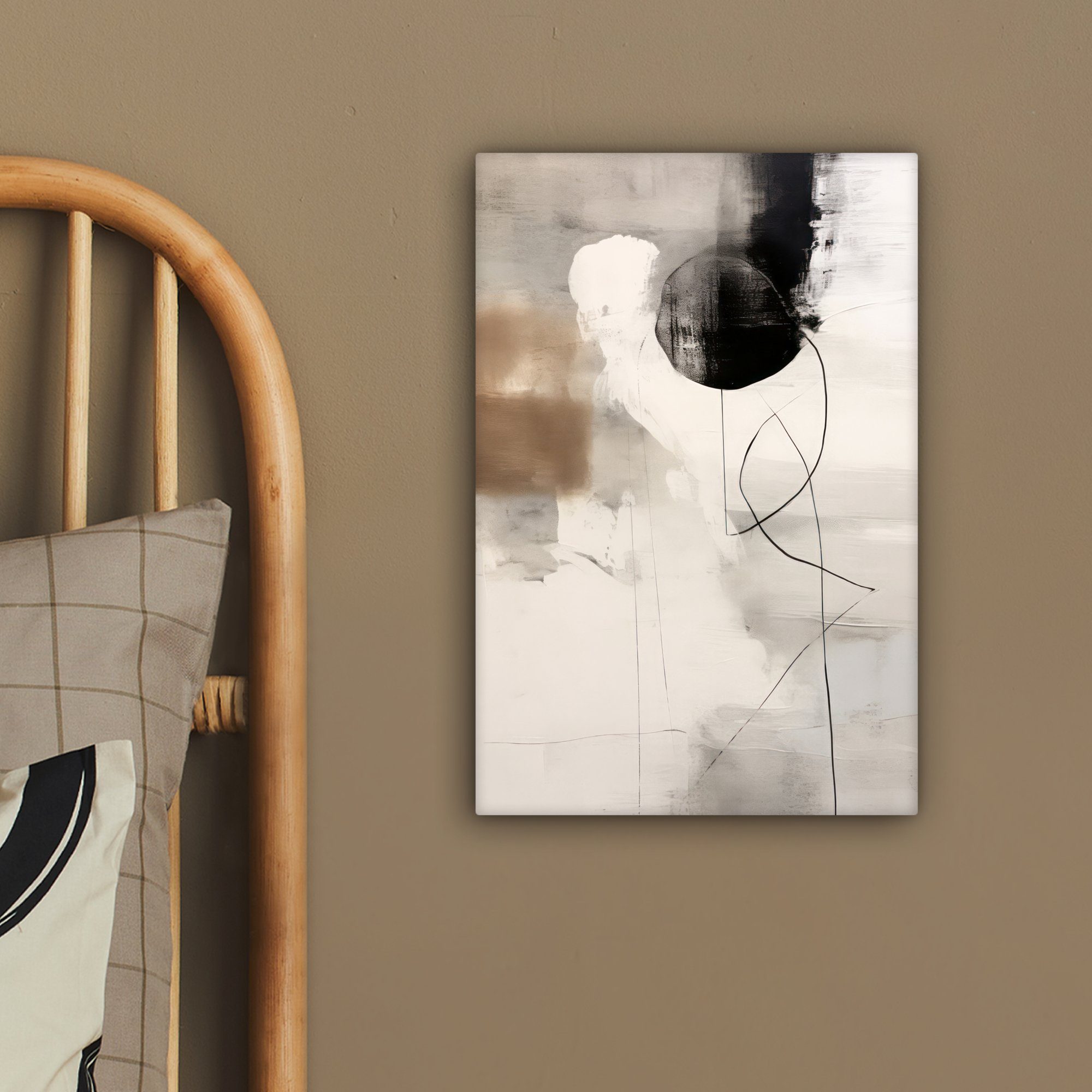 Grau Kunst - Leinwandbild - Gemälde, Zackenaufhänger, St), fertig Industriell, Abstrakte (1 Leinwandbild OneMillionCanvasses® inkl. bespannt 20x30 cm