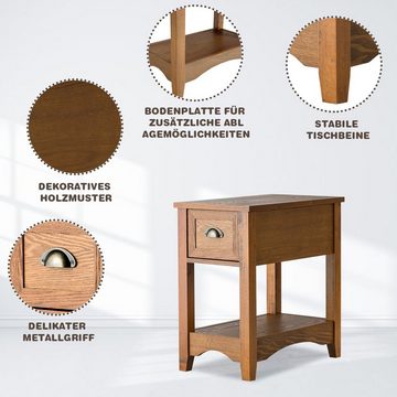 COSTWAY Beistelltisch (1-St), mit Schublade & Ablage, schmal, 56x33x58,5cm