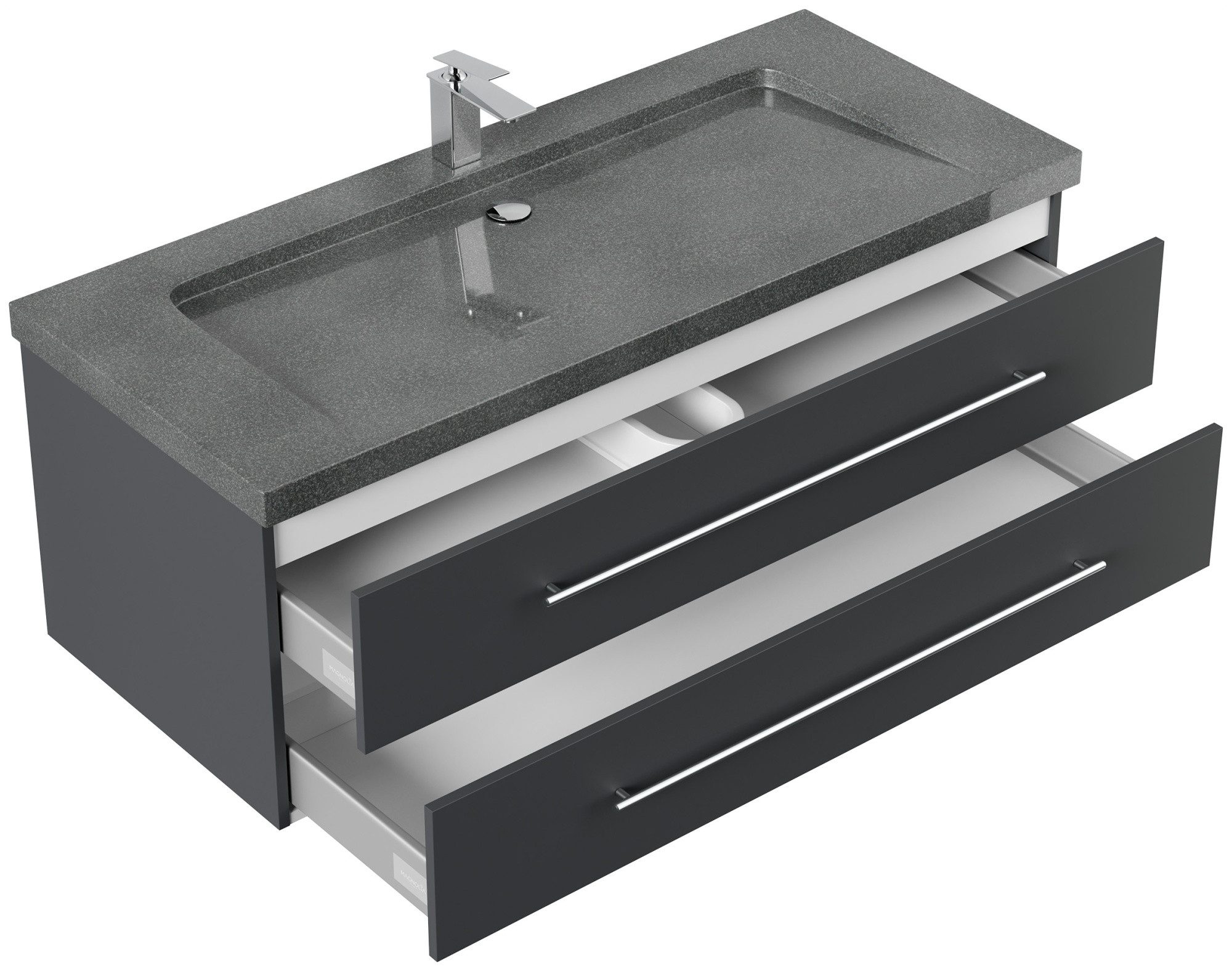 Magnolia Home Waschtisch Badmöbel Granit G654 Damo 130 cm 1 Hahnloch SoftClose grafit