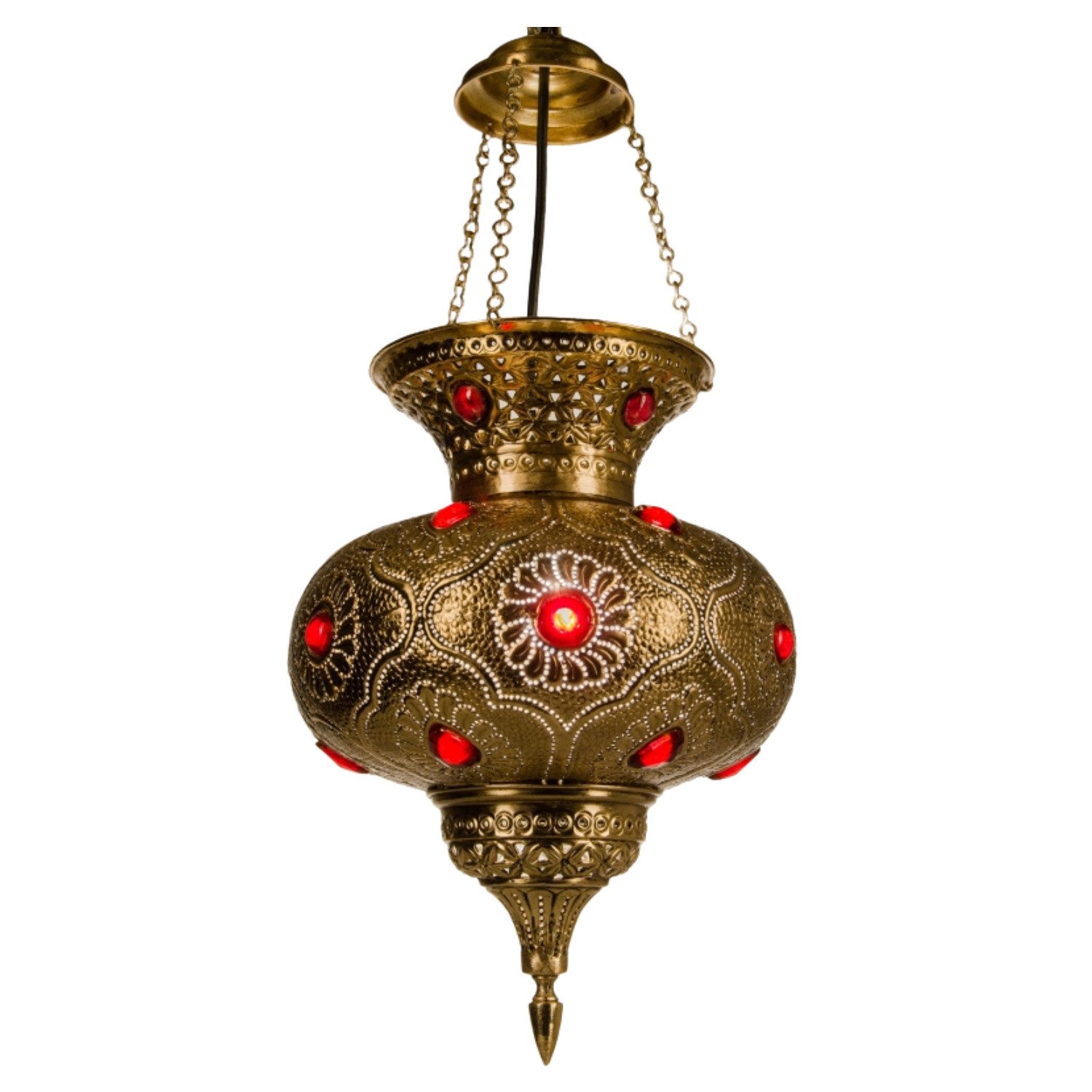 Marrakesch Orient & Mediterran Interior Pendelleuchte Orientalische Lampe Hängeleuchte Pendellampe aus Messing Affan - 34cm, ohne Leuchtmittel, Handarbeit