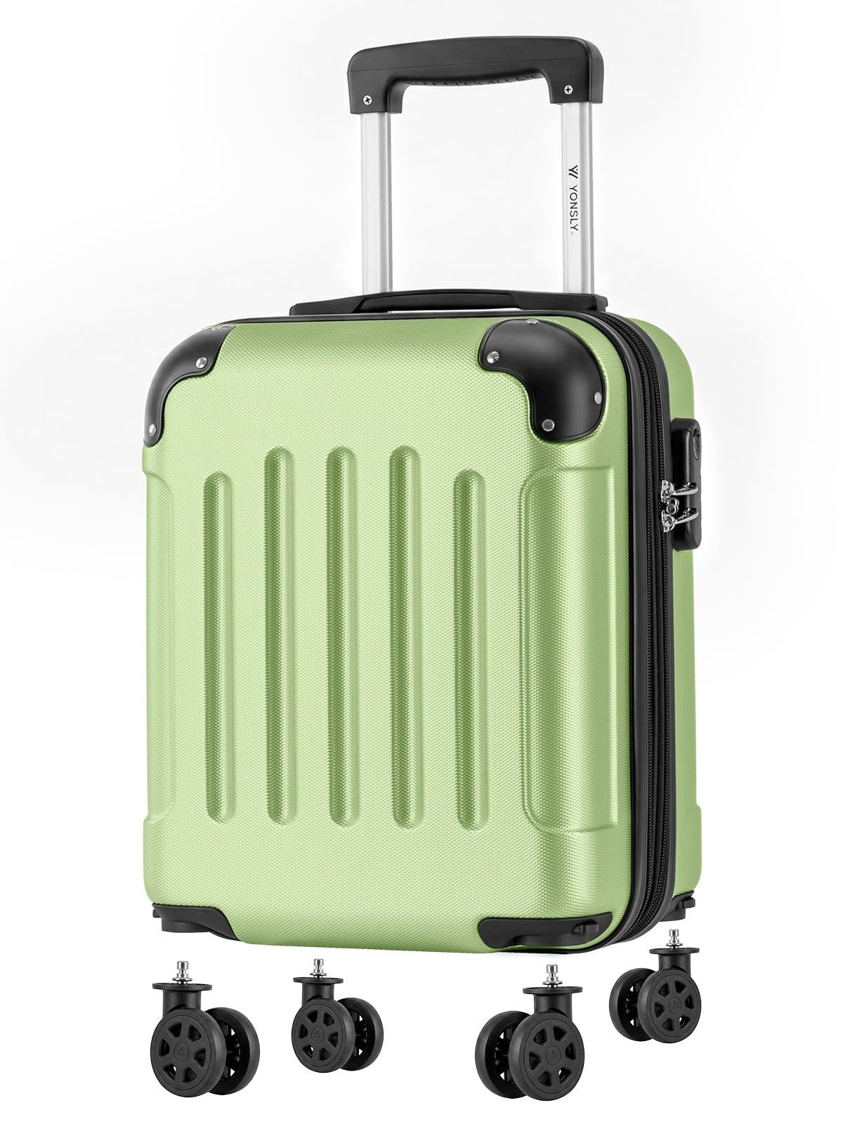 YONSLY Handgepäckkoffer Kabinenkoffer Reisekoffer Trolley mit abnehmbaren Rollrädern, 4 Rollen, ABS-Hartschale mit Zahlenschloss und ergonomischem Gummigriff