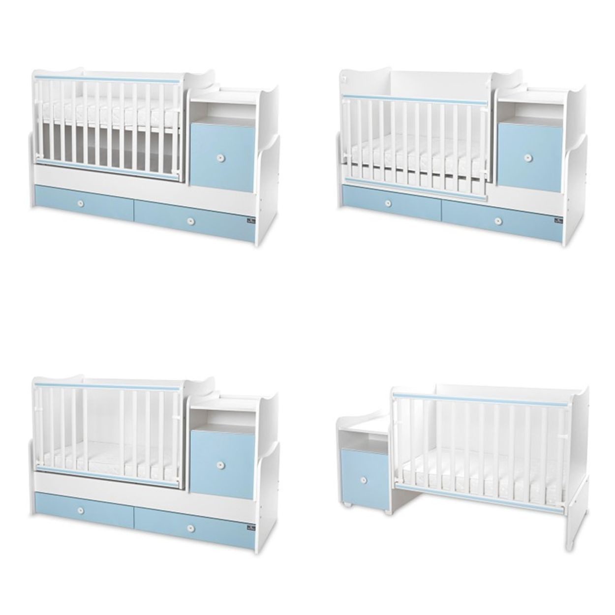 Lorelli Komplettbett Babybett Trend Plus 70x160cm, Schreibtisch Kinderbett Schubladen Kommode