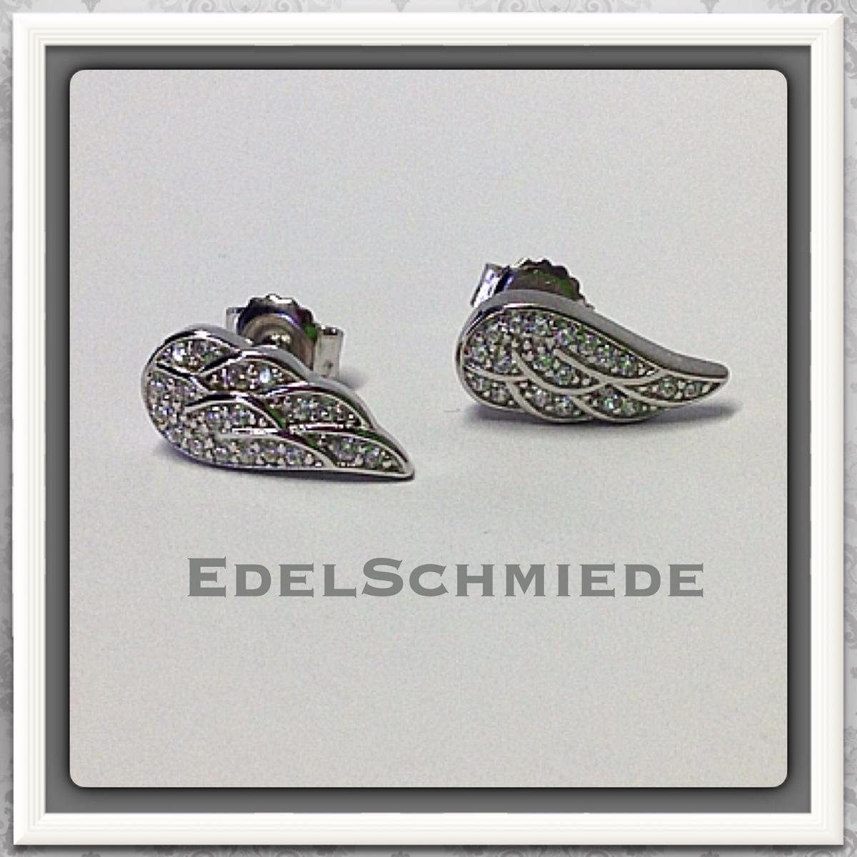 Ohrstecker-Set Edelschmiede925 Ohrstecker 925 Engelsflügel mit Zirkonia rhod.