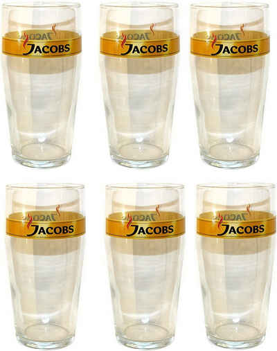 JACOBS Gläser-Set 6 Latte Macchiato Gläser/Kaffeeglas 400 ml, Gastro-Edition, robustes Glas, stapelbar, spülmaschinenfest. 6 teilig