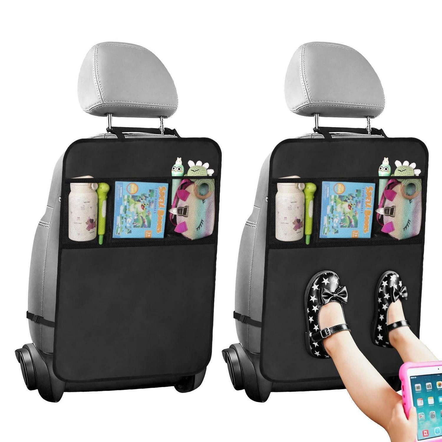 LuxusKollektion Auto-Rückenlehnenschutz Rückenlehnenschutz Auto Kinder Autositzschoner 2 Stück schwarz