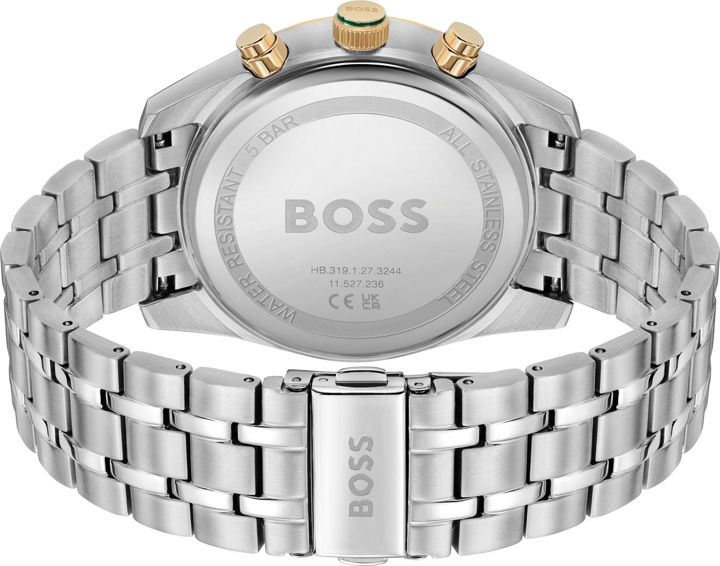 BOSS Chronograph SKYTRAVELLER 1514195, Quarzuhr, Herrenuhr, Armbanduhr, Stoppfunktion, Edelstahlarmband
