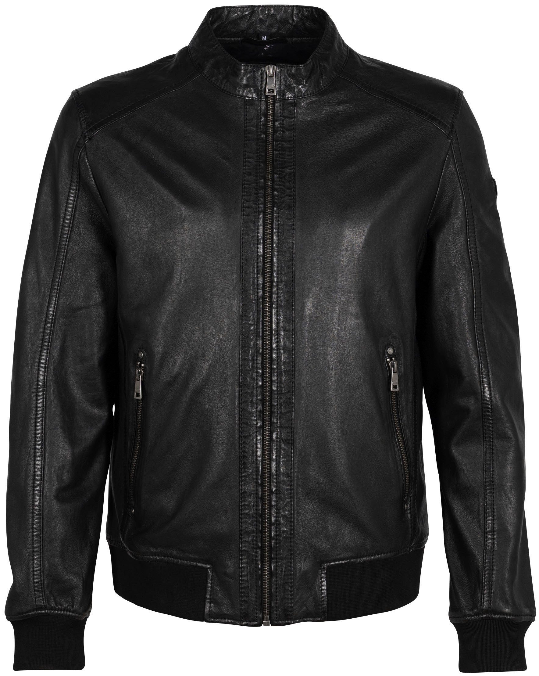 Mauritius Lederjacke MMGoran mit Stehkragen, Reißverschluss, Strickbündchen günstig online kaufen