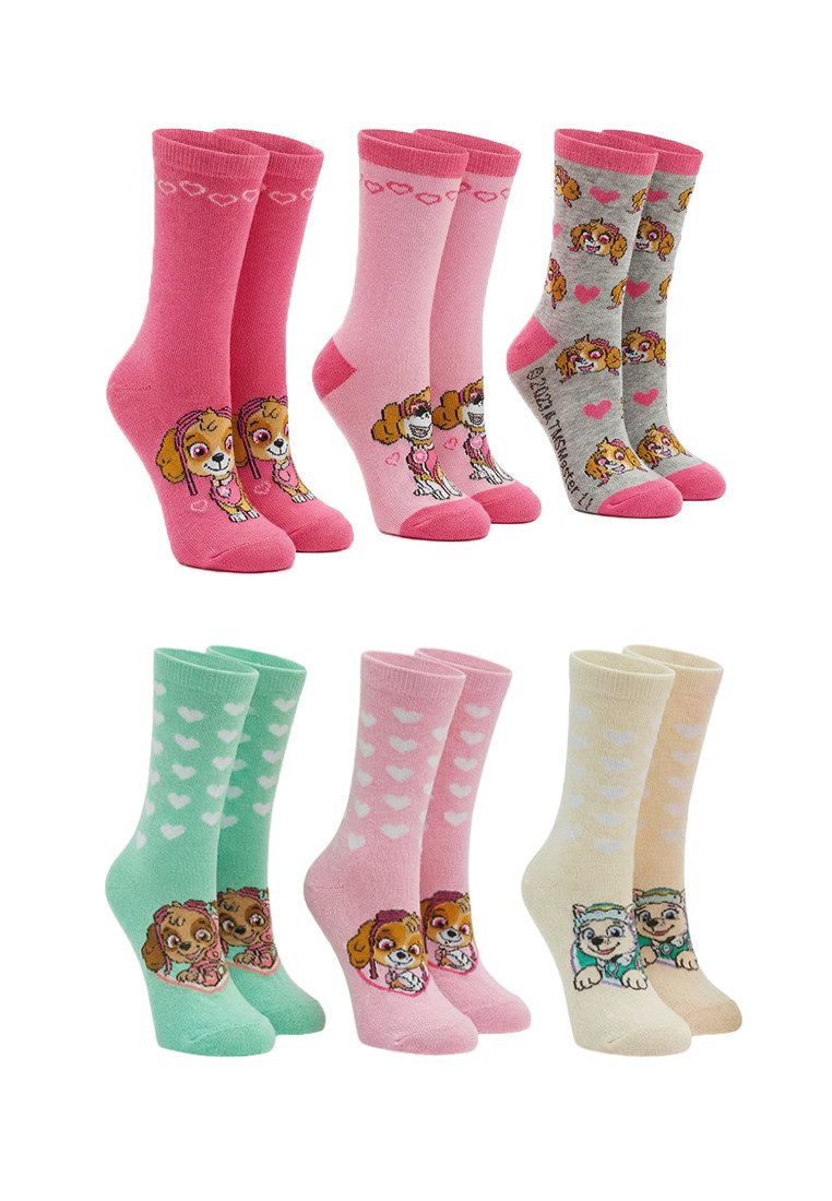 ONOMATO! Socken Paw Patrol Skye Everest Zuma Kinder Mädchen Strümpfe Socken 6er Pack (6-Paar)