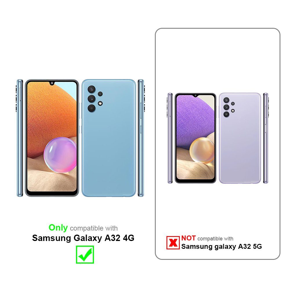 Cadorabo Handyhülle für Samsung Galaxy A32 4G Hülle Samsung Galaxy A32 4G, Hülle Schutzhülle Blumen Flower mit Standfunktion Kartenfach Magnet