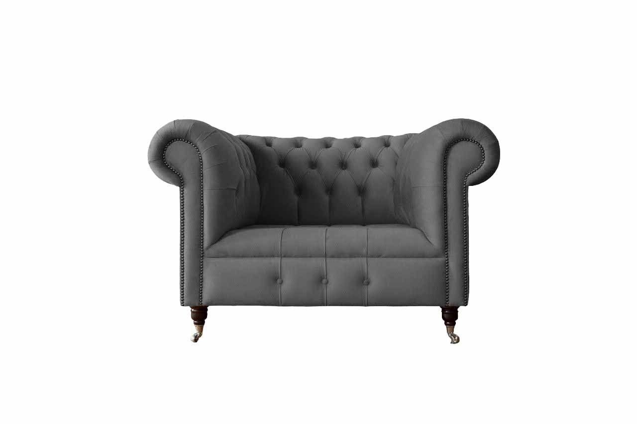 Sessel Luxus, Sitzer Polster Sofa Textil Made 1 Sessel Chesterfield In JVmoebel Europe Design