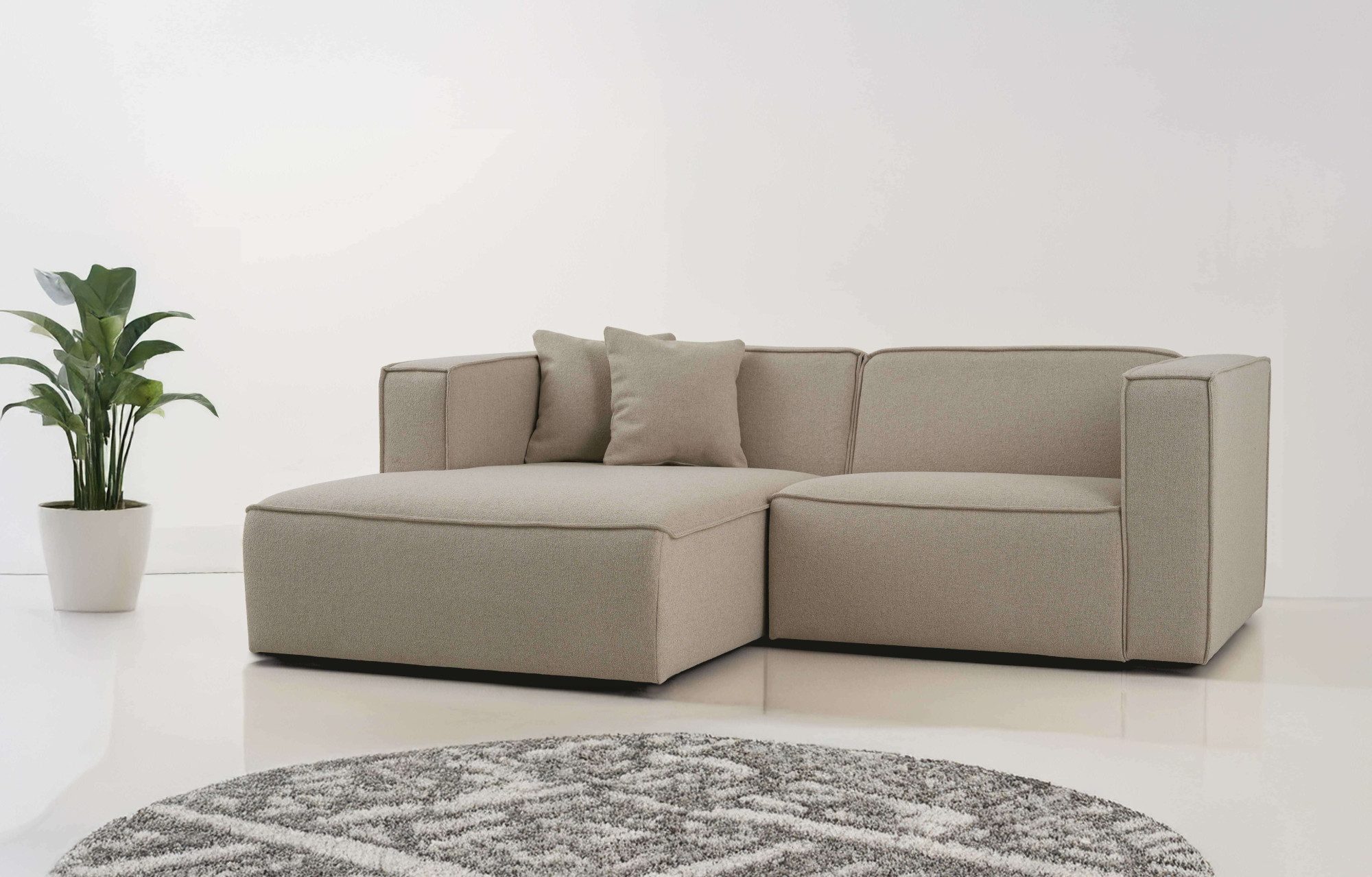 OTTO home Ecksofa Tammie, Breite 222 cm, Webstoff fein, bodentief, mit Wellenunterfederung