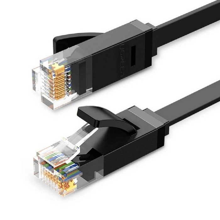 UGREEN Ugreen Netzwerkkabel flaches LAN Kabel Internetkabel Ethernet patchcord Cat 6 RJ45 UTP 1000Mbp Schwarz LAN-Kabel (200 cm)