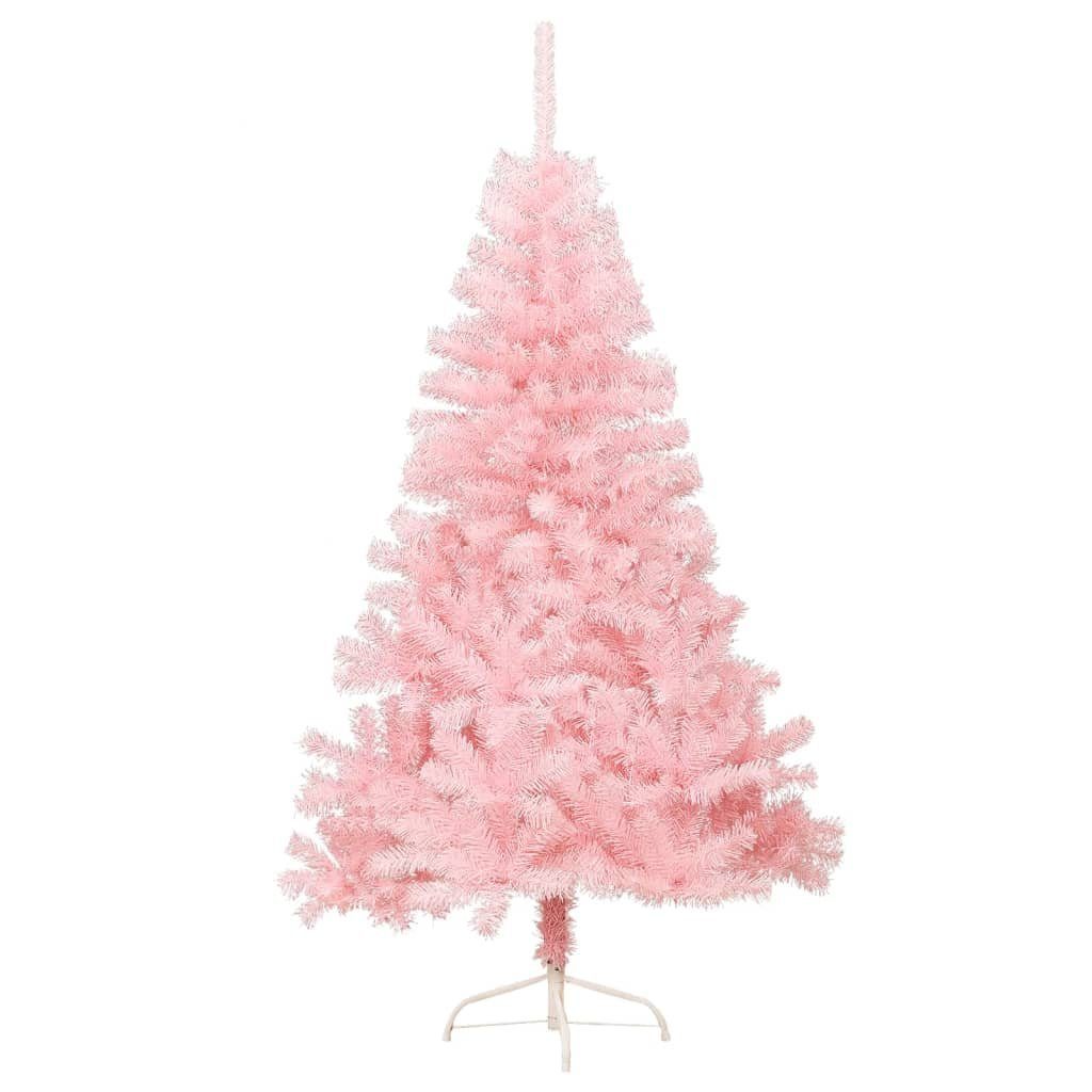 Ständer 150 Künstlicher vidaXL Weihnachtsbaum Rosa Künstlicher Halb-Weihnachtsbaum cm mit PVC