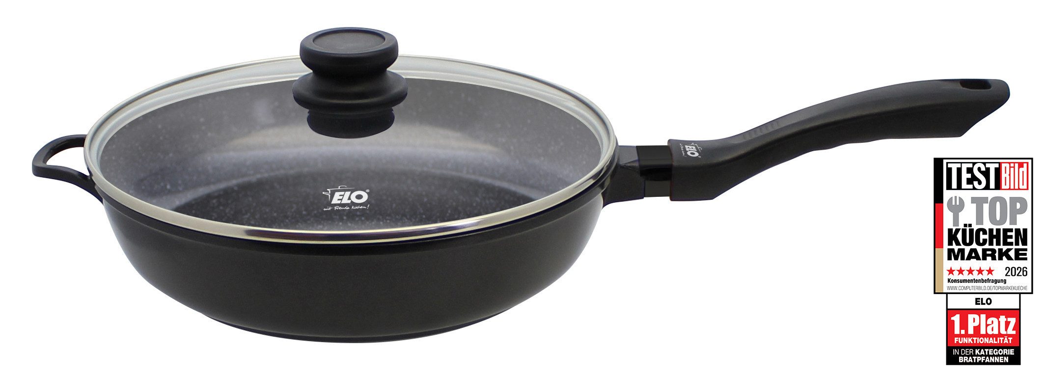 Elo Schmorpfanne mit Glasdeckel 28cm, Aluminiumguss (1-tlg), Induktion, Ø 28 cm