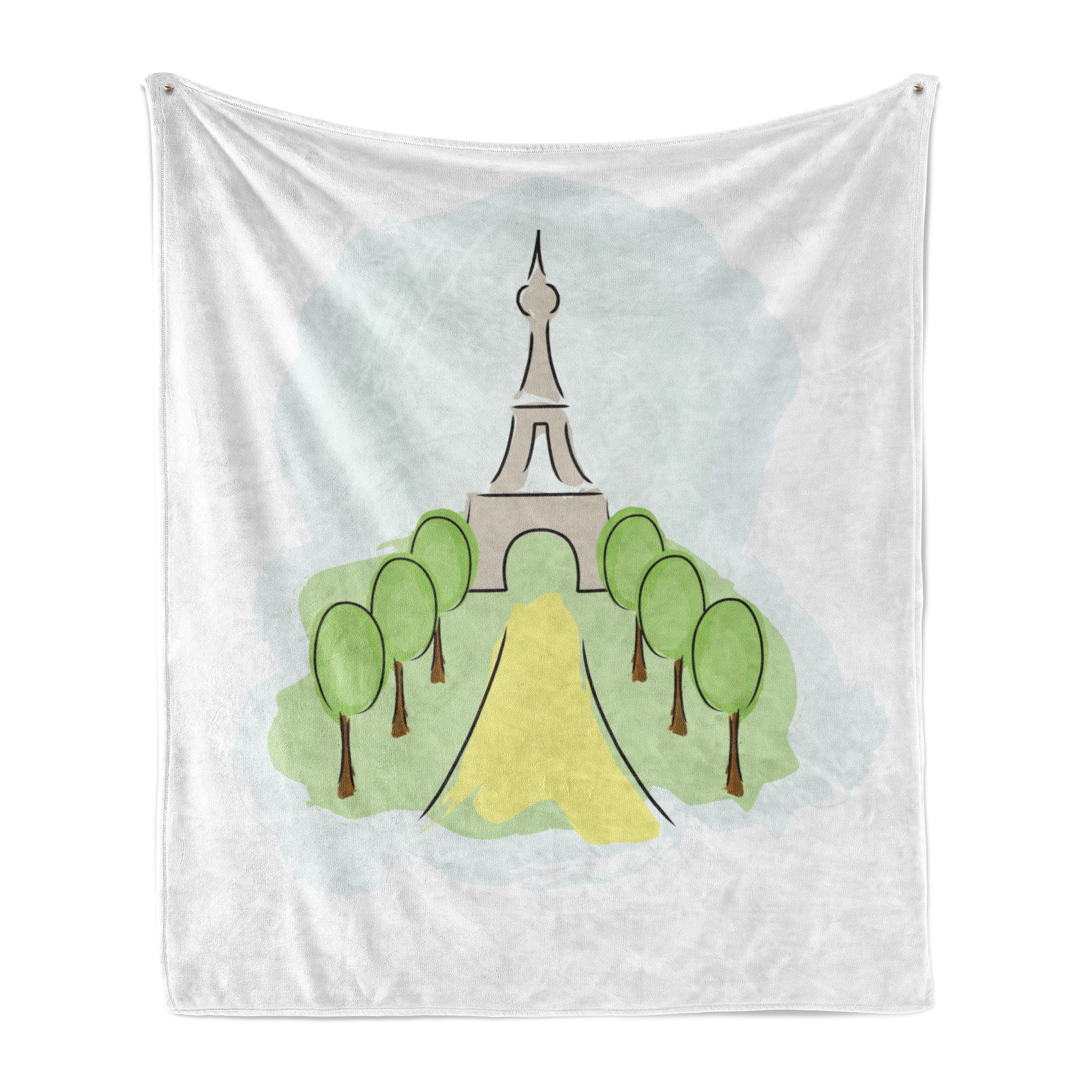 Wohndecke Gemütlicher Plüsch für den Innen- und Außenbereich, Abakuhaus, Eiffelturm Touristische Landschaft