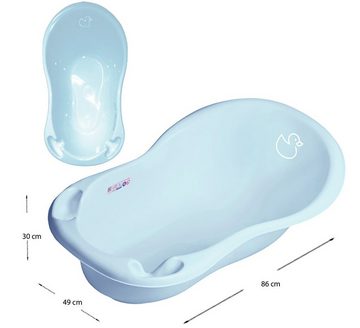 Tega-Baby Babybadewanne 5 Teile SET – DUCK Blau + Ständer Weiss - Babybadeset Wanne 86 cm, (Made in Europe Premium-Set), **Wanne + Sitz +Topf +WC Aufsatz + Hocker + Ständer**