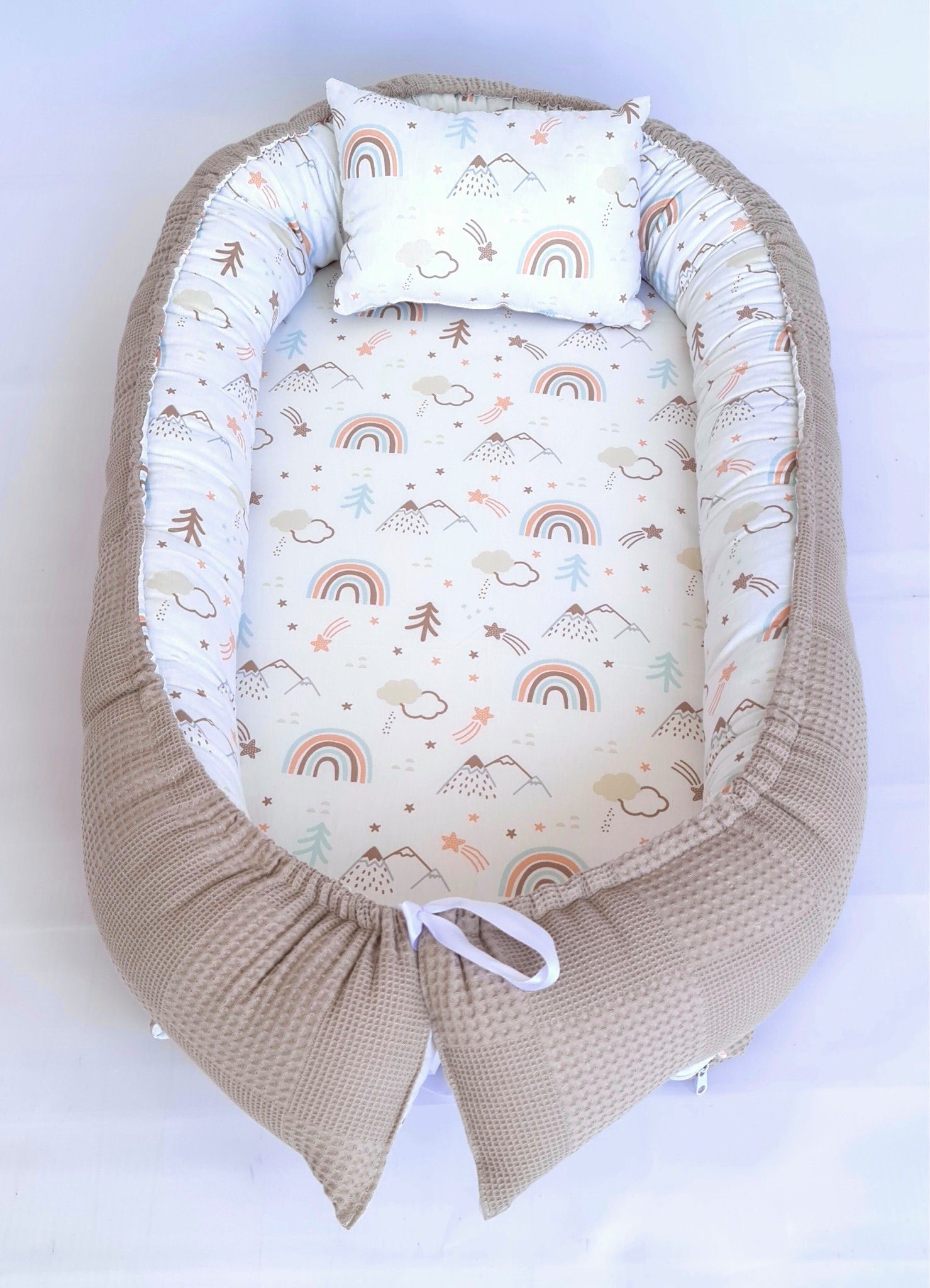 Baby Fancyroom Bettnestchen Babynest mit XL Liegefläche dicke Matratze 100% Baumwolle Babynestchen, (Babycocoon Reisebett Nestchen Kuschelnest, Neugeborene Erstausstattung), Handmade with Love, Matratze abnehmbar, XL Liegefläche, Baumwollstoffe