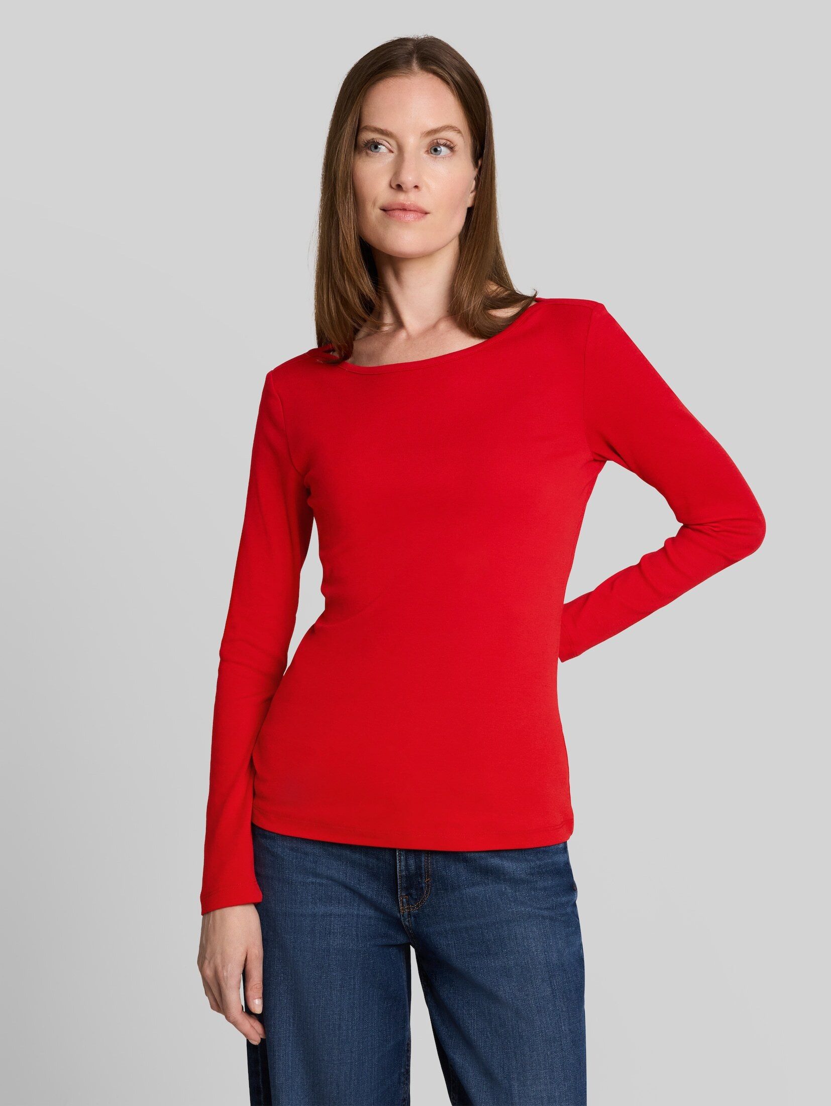 TOM TAILOR Langarmshirt T-Shirt (im Einserpack) Slim Fit Langarmshirt mit U-Boot-Ausschnitt