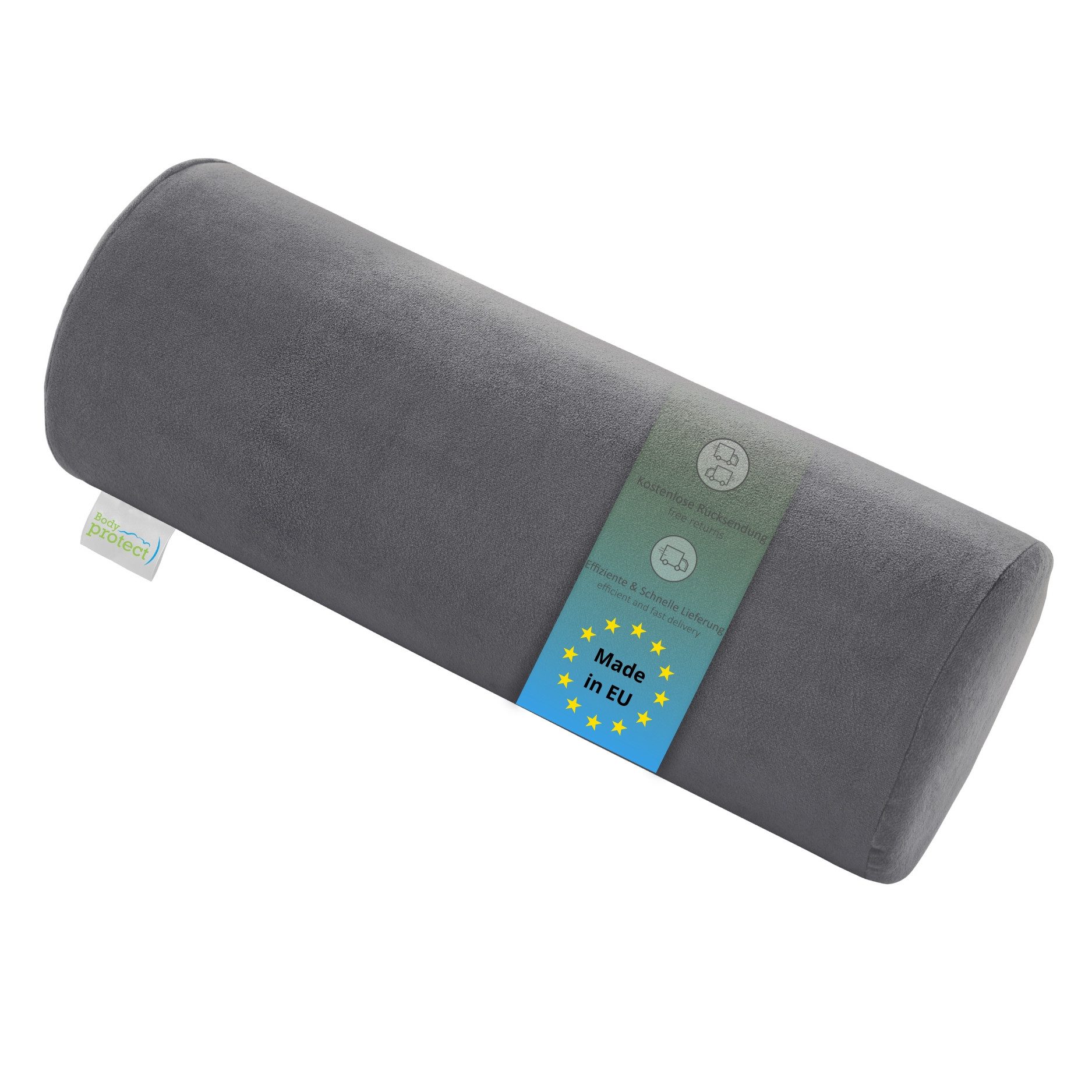 Bodyprotect Nackenrolle mit weichem Mikroplüsch Bezug, orthopädisches Nackenkissen, Lagerungsrolle, Knierolle, Memory Foam