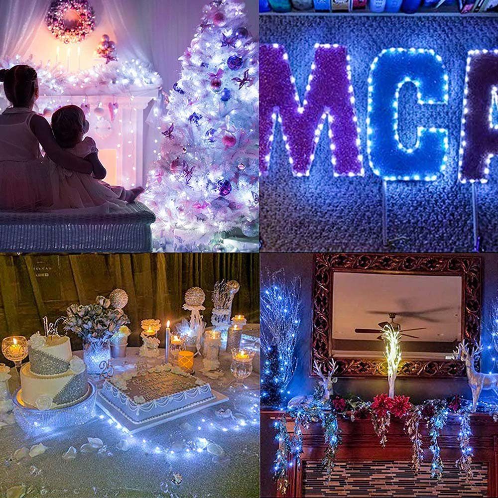 10M, Garten, für transparent, Party Hochzeit Kupferdraht, wasserdicht,batterie, Weiß Rosnek 1-5M, Schlafzimmer Weihnachten Dekorationen LED-Lichterkette