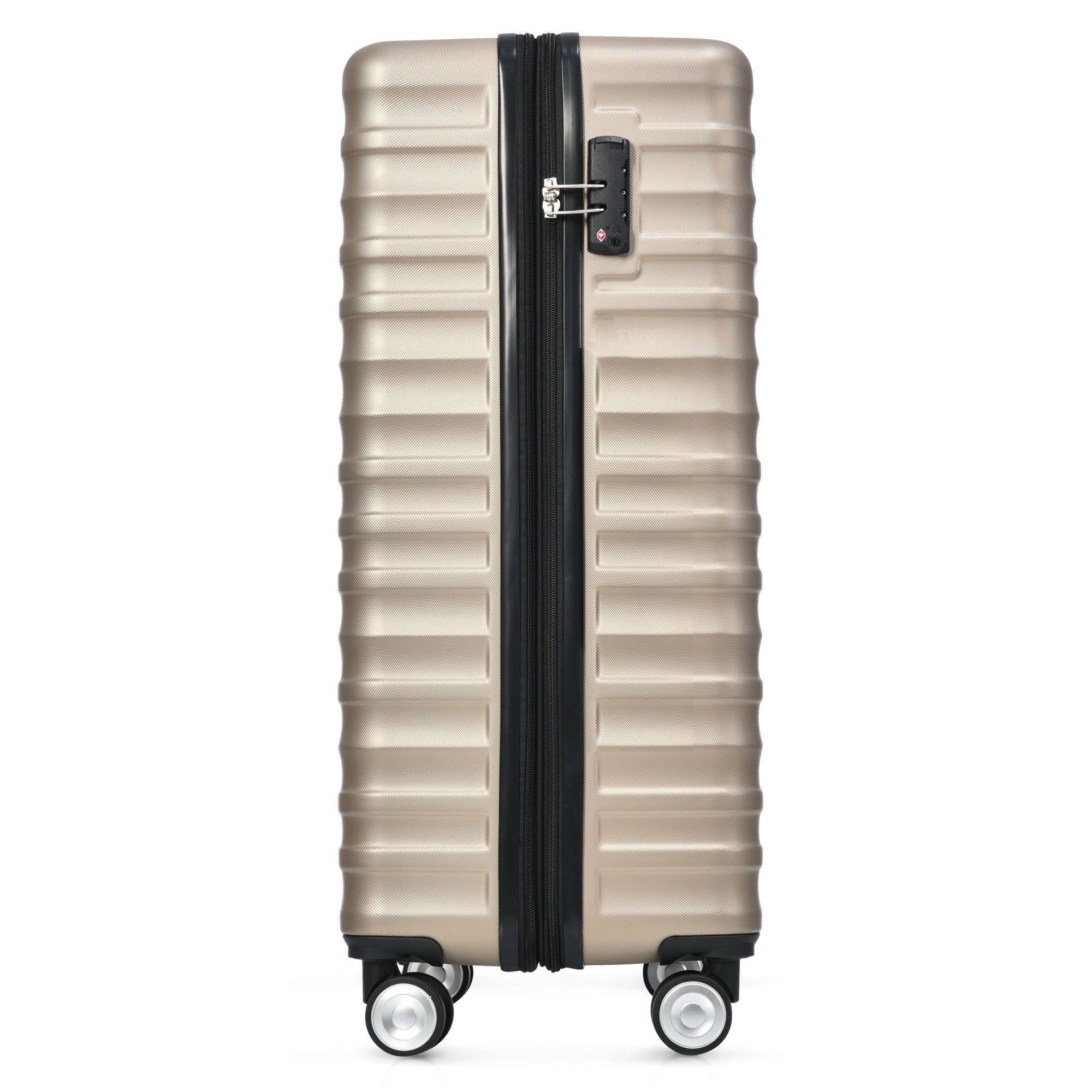 4 TSA-Zahlenschloss Merax aus ABS Gold Reisekoffer, Hartschalenkoffer, Check-in mit Hartschalen-Trolley und M Gepäck, Doppelrollen,
