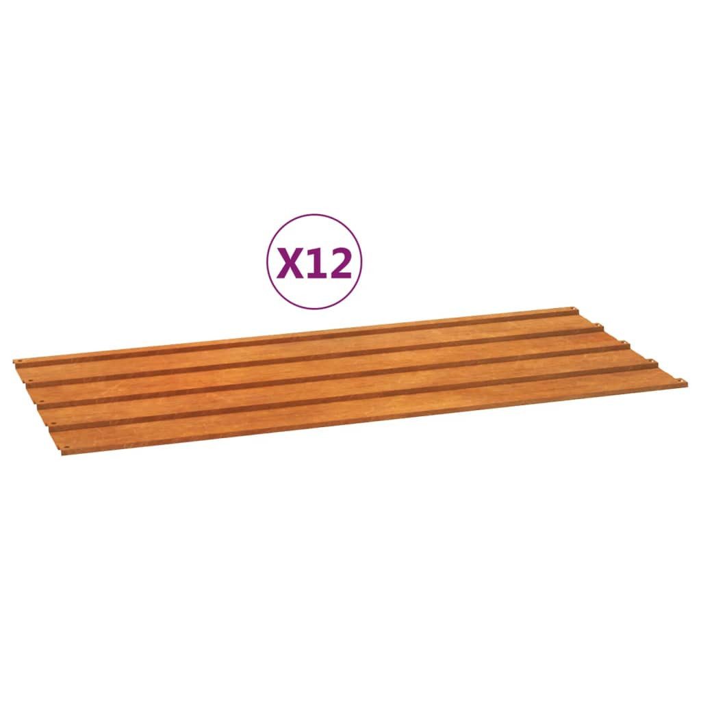 vidaXL Wellblech, Dachplatten 12 Stk. Rostig 100x44 cm Cortenstahl