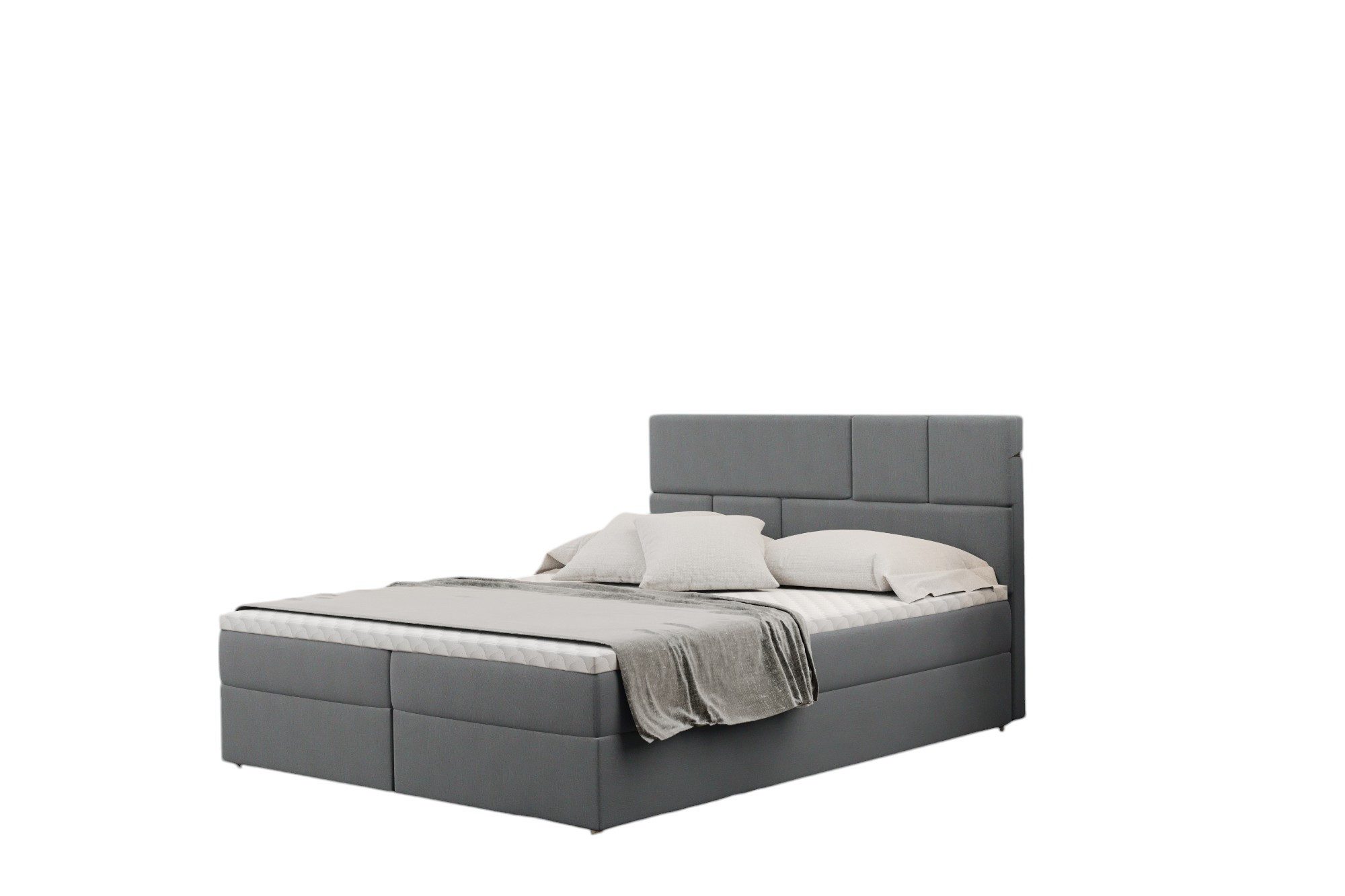 Kaiser Möbel Boxspringbett mit bettkasten matratze BALI stoff Mat Velvet, Bonell-Matratze, Große Auswahl an Größen, Overlay-Deckel