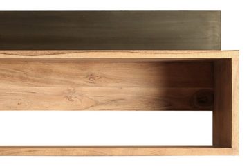 Junado® Wandboard Sydney, Hängeregal, massives Akazienholz, stonefarben, viel Ablagefläche auf