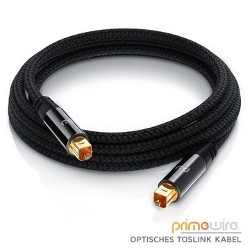 Primewire Audio-Kabel, Toslink Stecker, Toslink Stecker (50 cm), Toslink Kabel optisch / digital mit Metallstecker & Nylonmantel S/PDIF Audio-Kabel - 0,5m