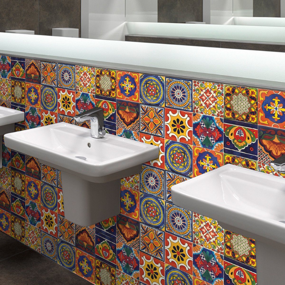 Jormftte Fliesenaufkleber 3 Wandfliese Badezimmer Küche Wandaufkleber,Bunt Mehrfarbig Mosaik Aufkleber,für