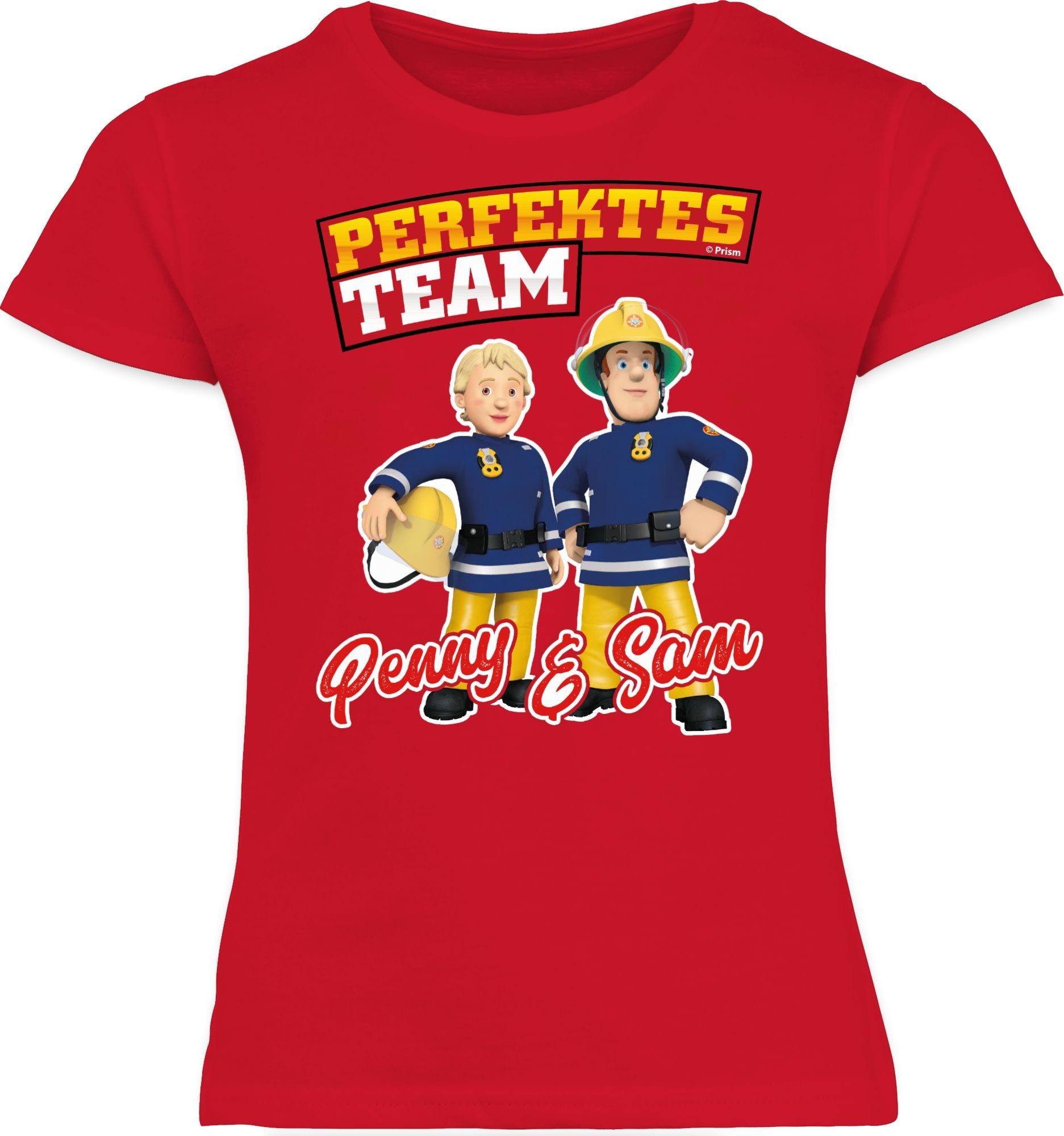 Penny 3 Perfektes Sam Shirtracer Mädchen Team Feuerwehrmann T-Shirt - Rot Sam &