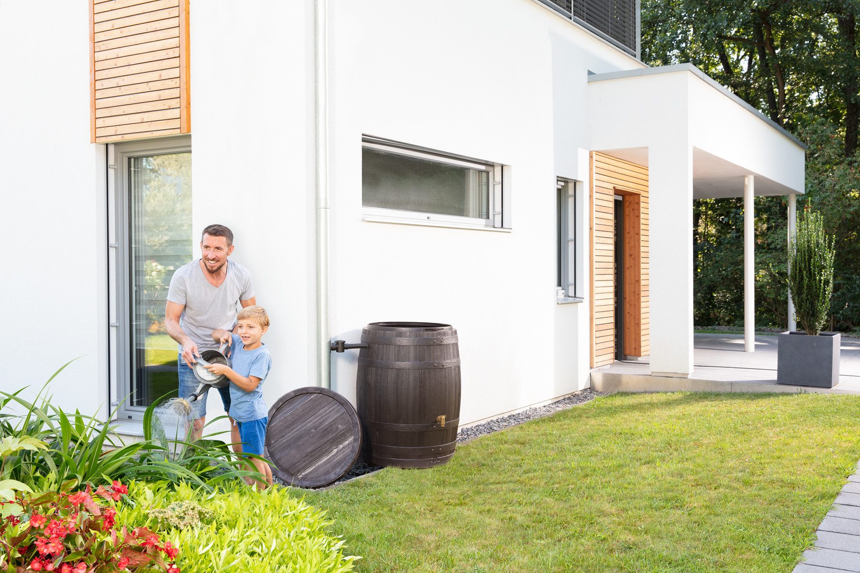 4rain Regentonne VINO Regenfass 400 Liter dunkelbraun