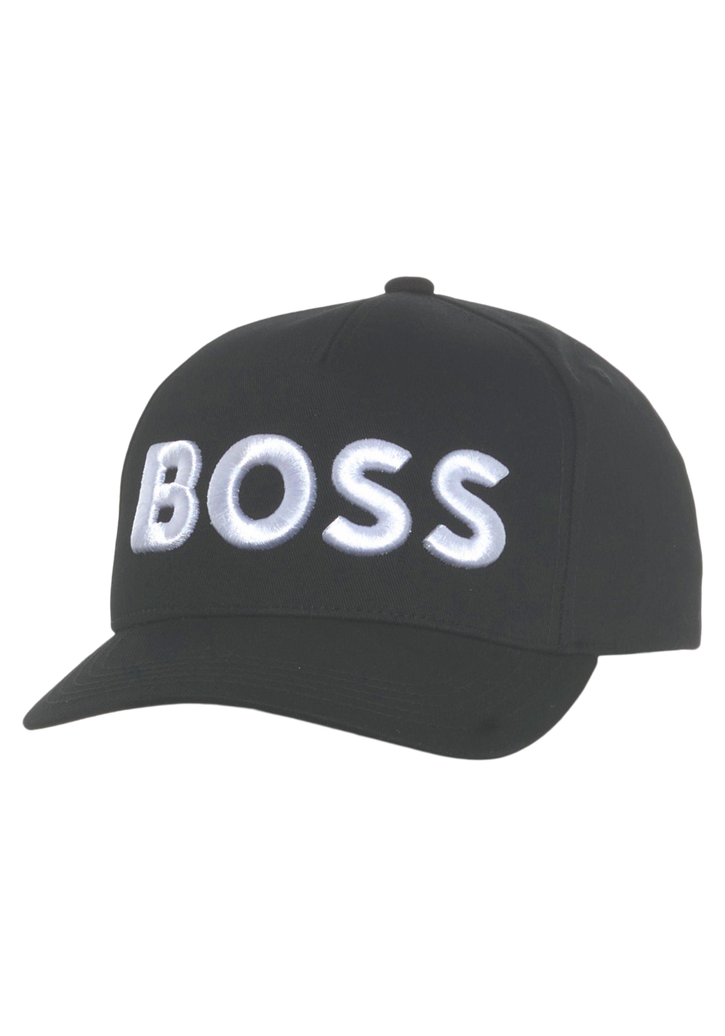 BOSS Baseball Cap Sevile-BOSS-6 mit kontrastfarbenem Labelschriftzug Black | Baseball Caps