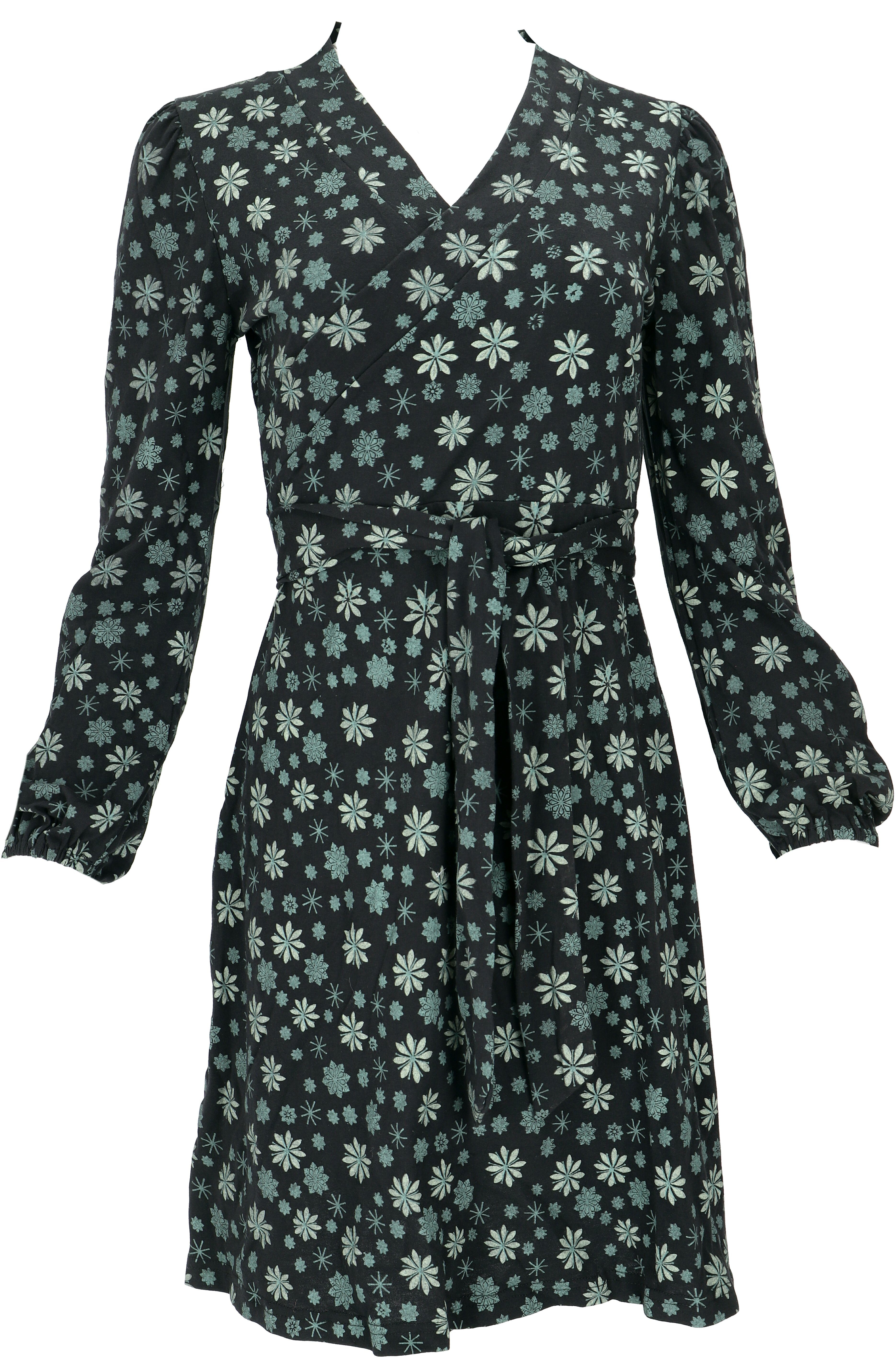 Guru-Shop Midikleid Minikleid in Wickeloptik aus Bio-Baumwolle,.. alternative Bekleidung